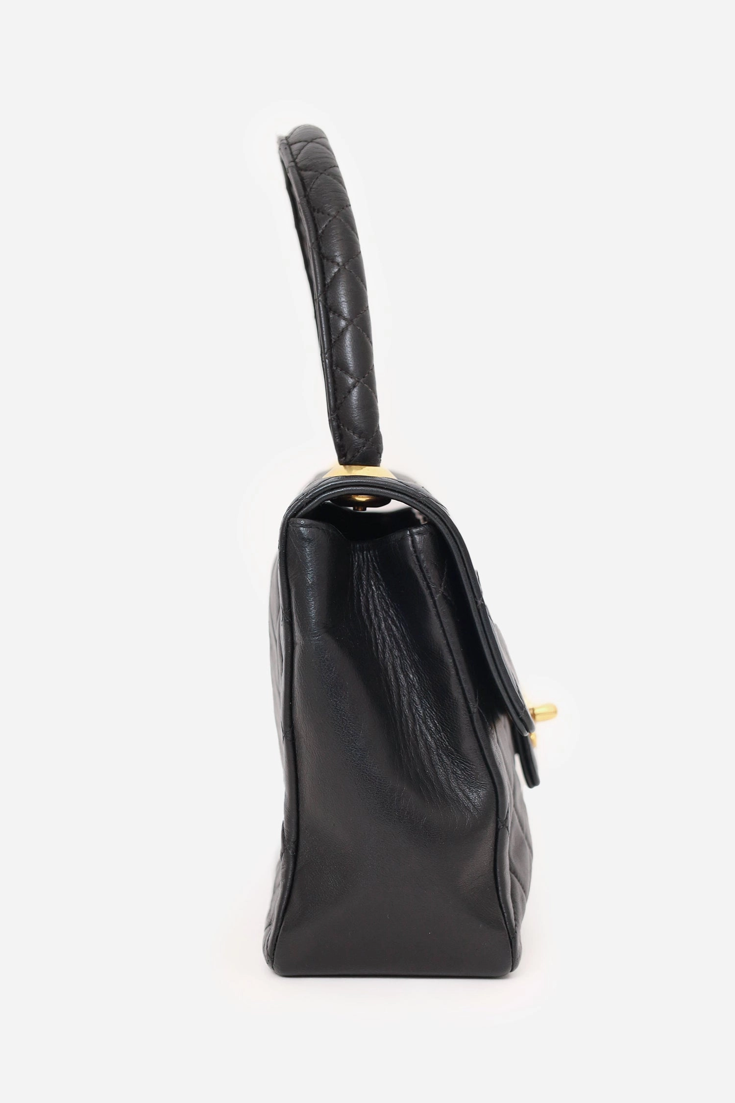 Pre-Loved Chanel 1991-94 Black Quilted Lambskin Kelly Top Handle Bag