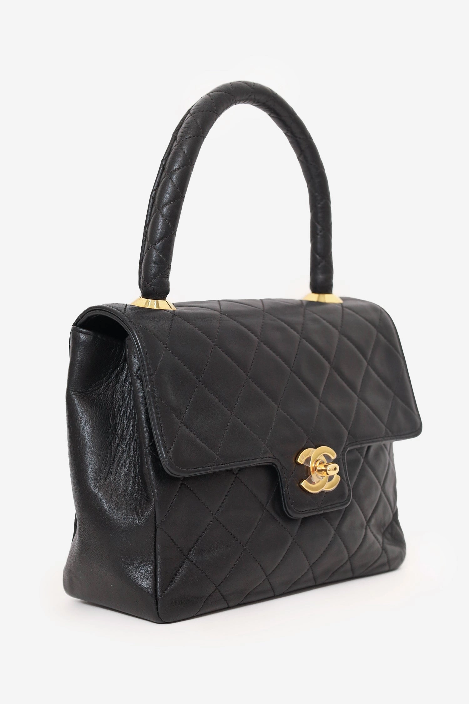 Pre-Loved Chanel 1991-94 Black Quilted Lambskin Kelly Top Handle Bag