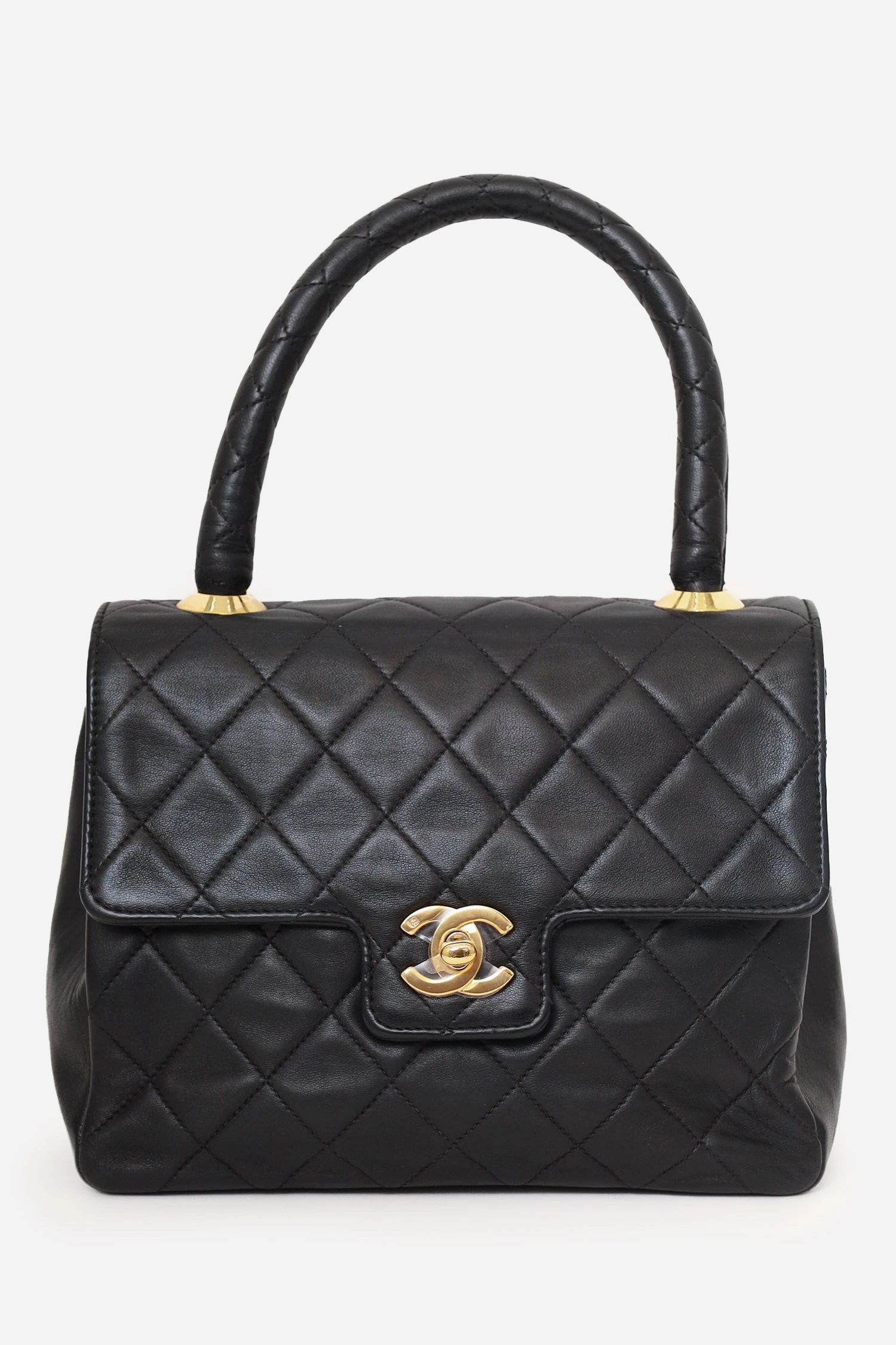 Pre-Loved Chanel 1991-94 Black Quilted Lambskin Kelly Top Handle Bag