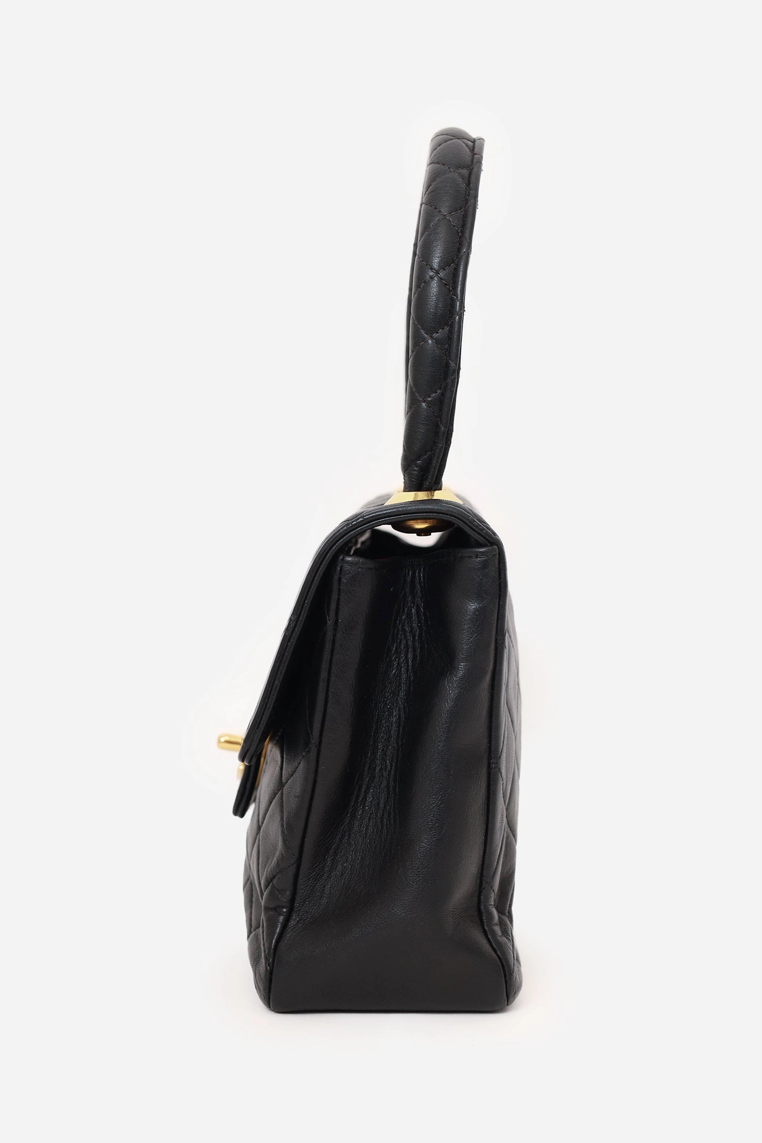 Pre-Loved Chanel 1991-94 Black Quilted Lambskin Kelly Top Handle Bag