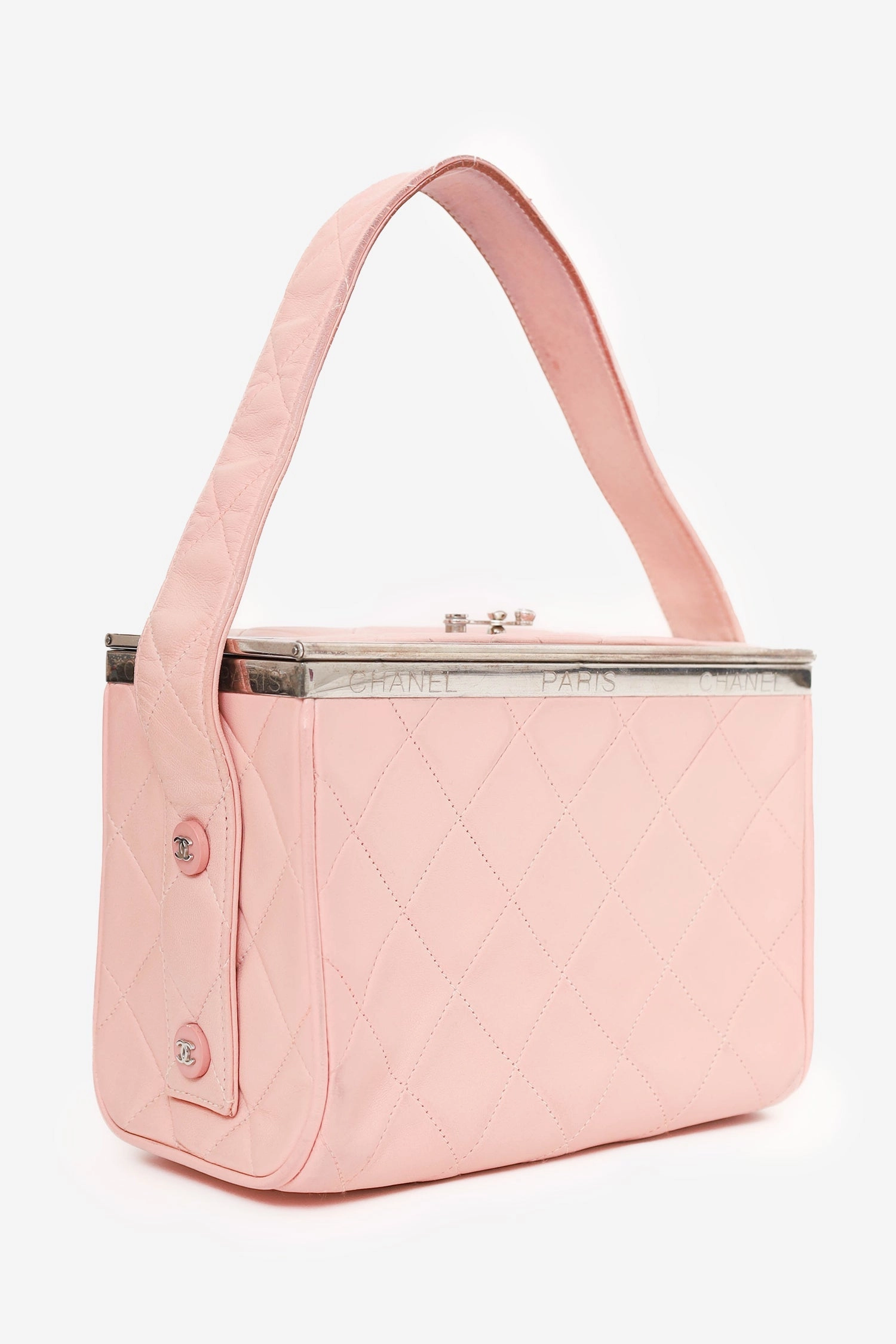 Pre-Loved Chanel 1996-97 Pink Quilted Lambskin Vanity Box
