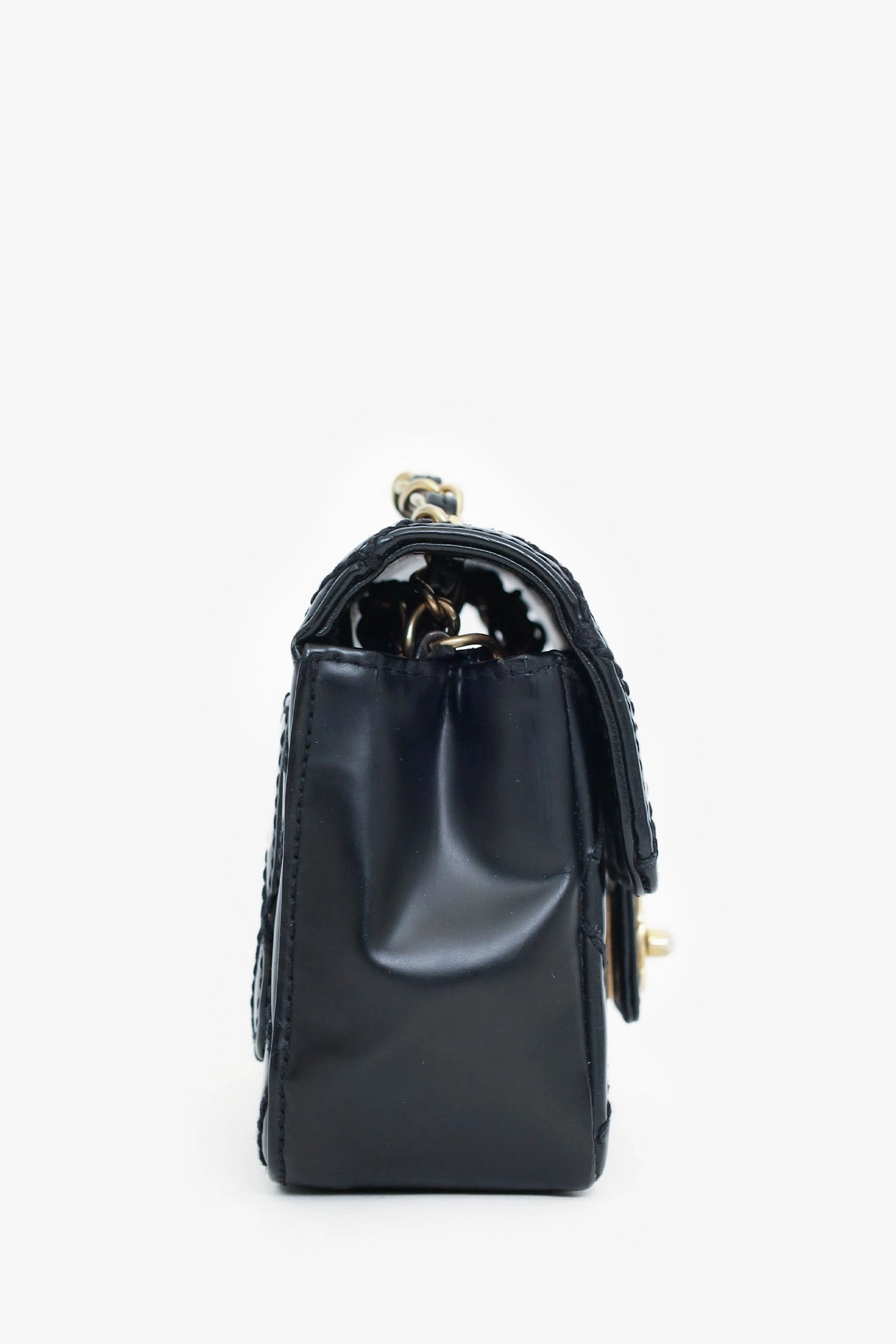Pre-Loved Chanel 2003-04 Black Calfskin Wild Stitch Mini Classic Square Flap Bag \'As Is\'