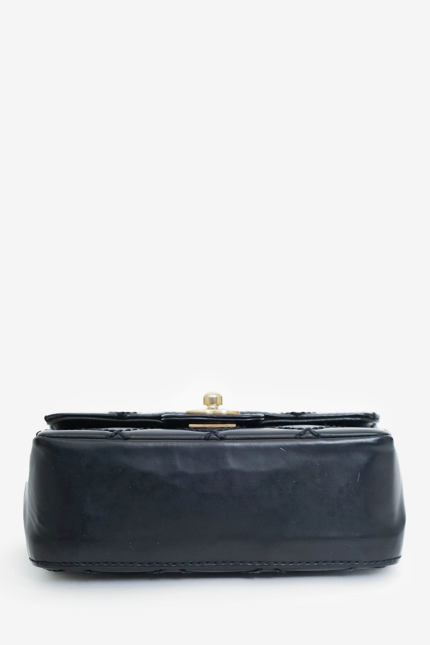 Pre-Loved Chanel 2003-04 Black Calfskin Wild Stitch Mini Classic Square Flap Bag \'As Is\'