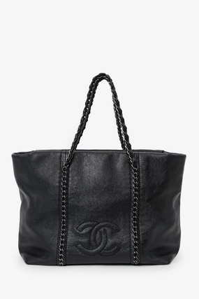 Pre-Loved Chanel 2005/06 Black Leather Luxe Ligne Tote
