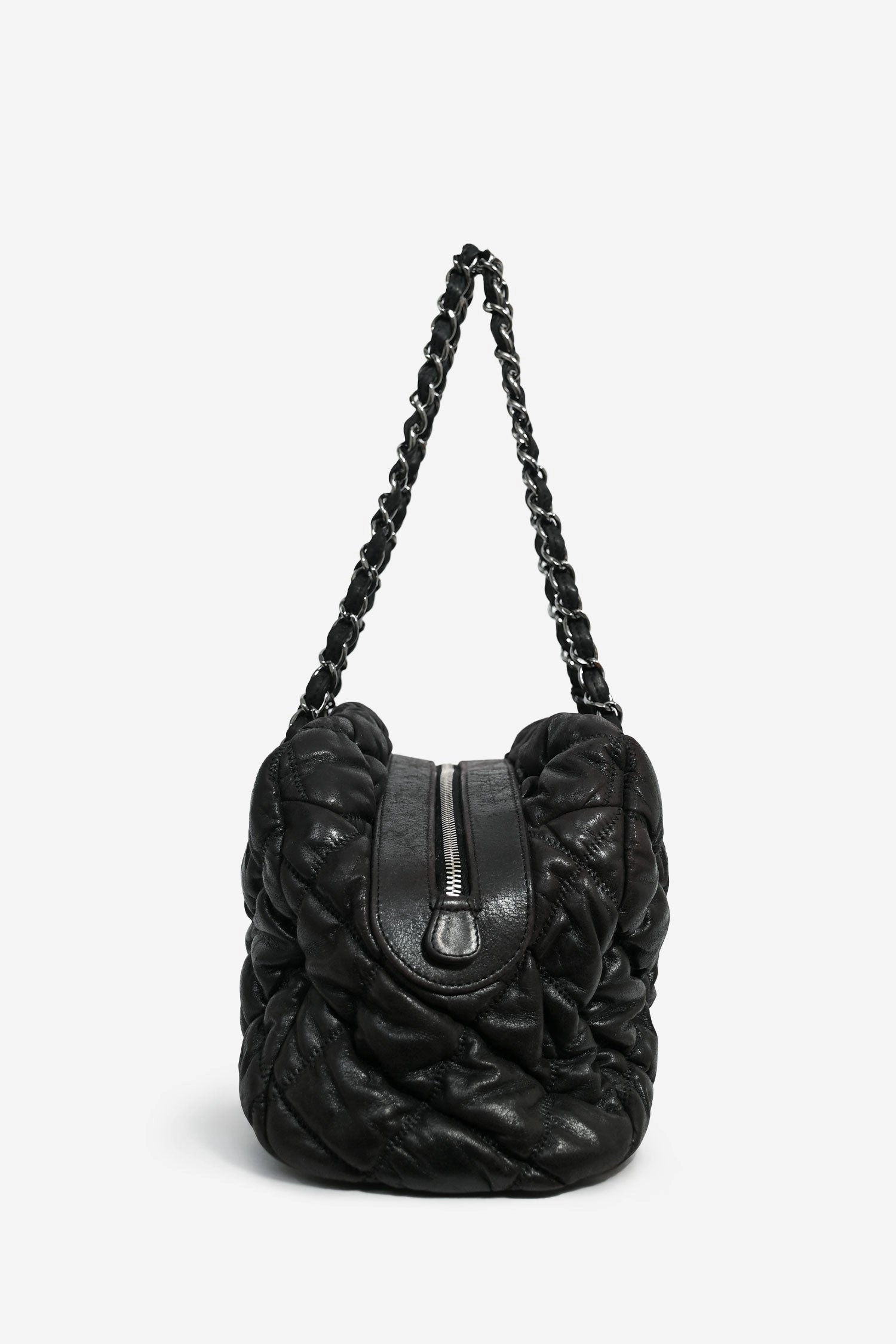 Pre-Loved Chanel 2008-09 Black Quilted Leather Bowler Bag