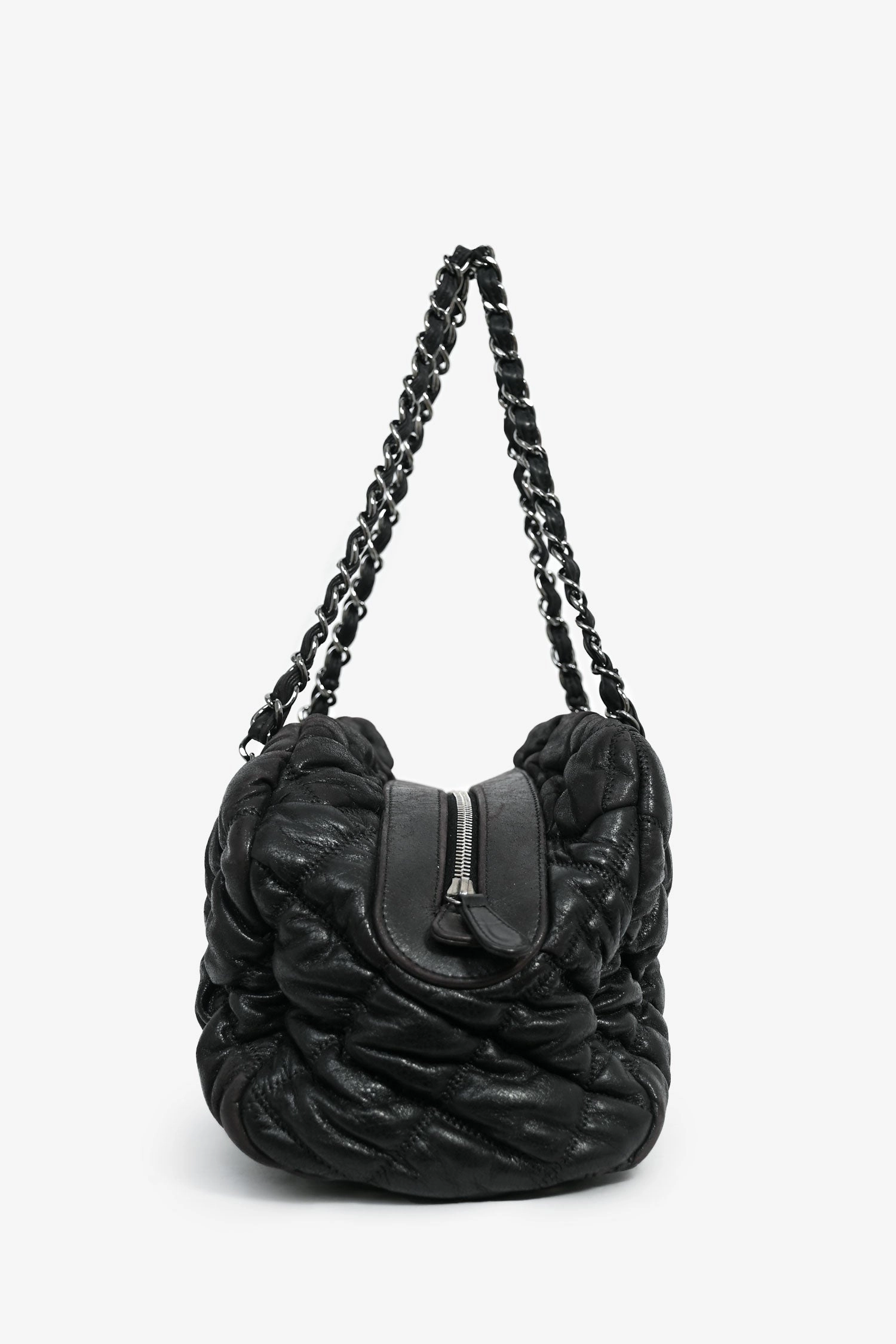 Pre-Loved Chanel 2008-09 Black Quilted Leather Bowler Bag