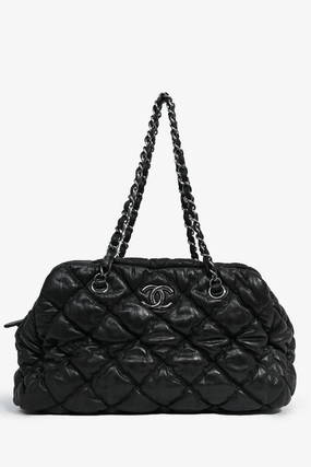 Pre-Loved Chanel 2008-09 Black Quilted Leather Bowler Bag