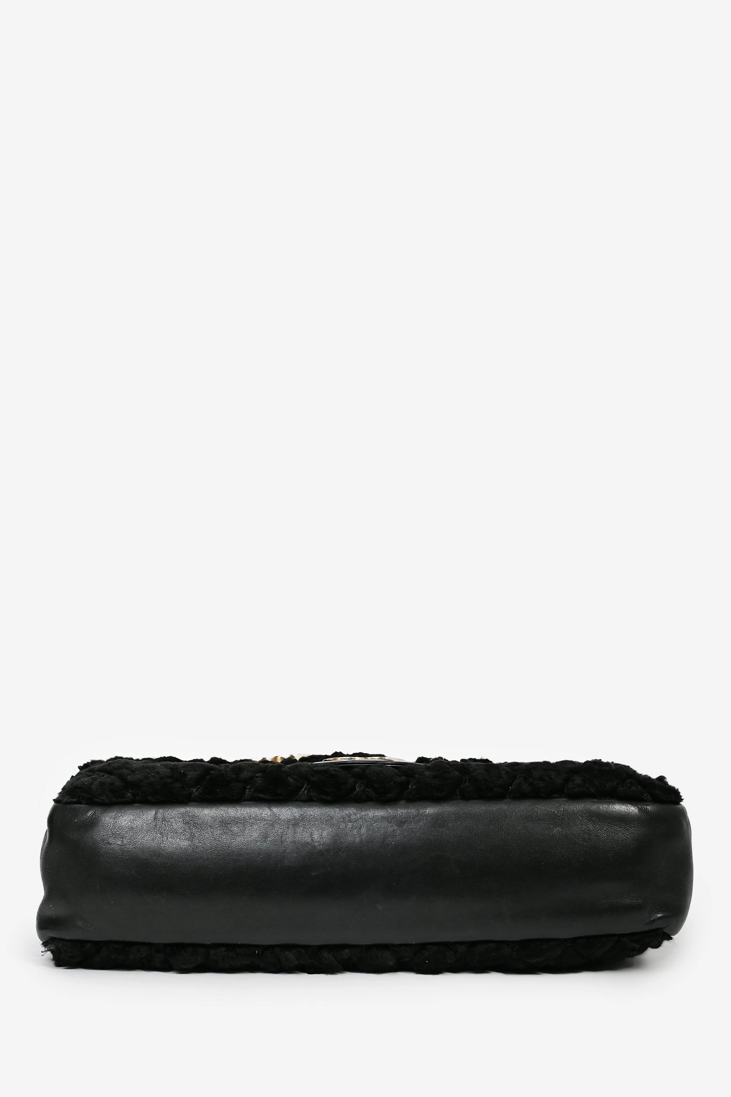 Pre-loved Chanel 2008/09 Black Rabbit Fur/Calfskin Leather Flap Bag