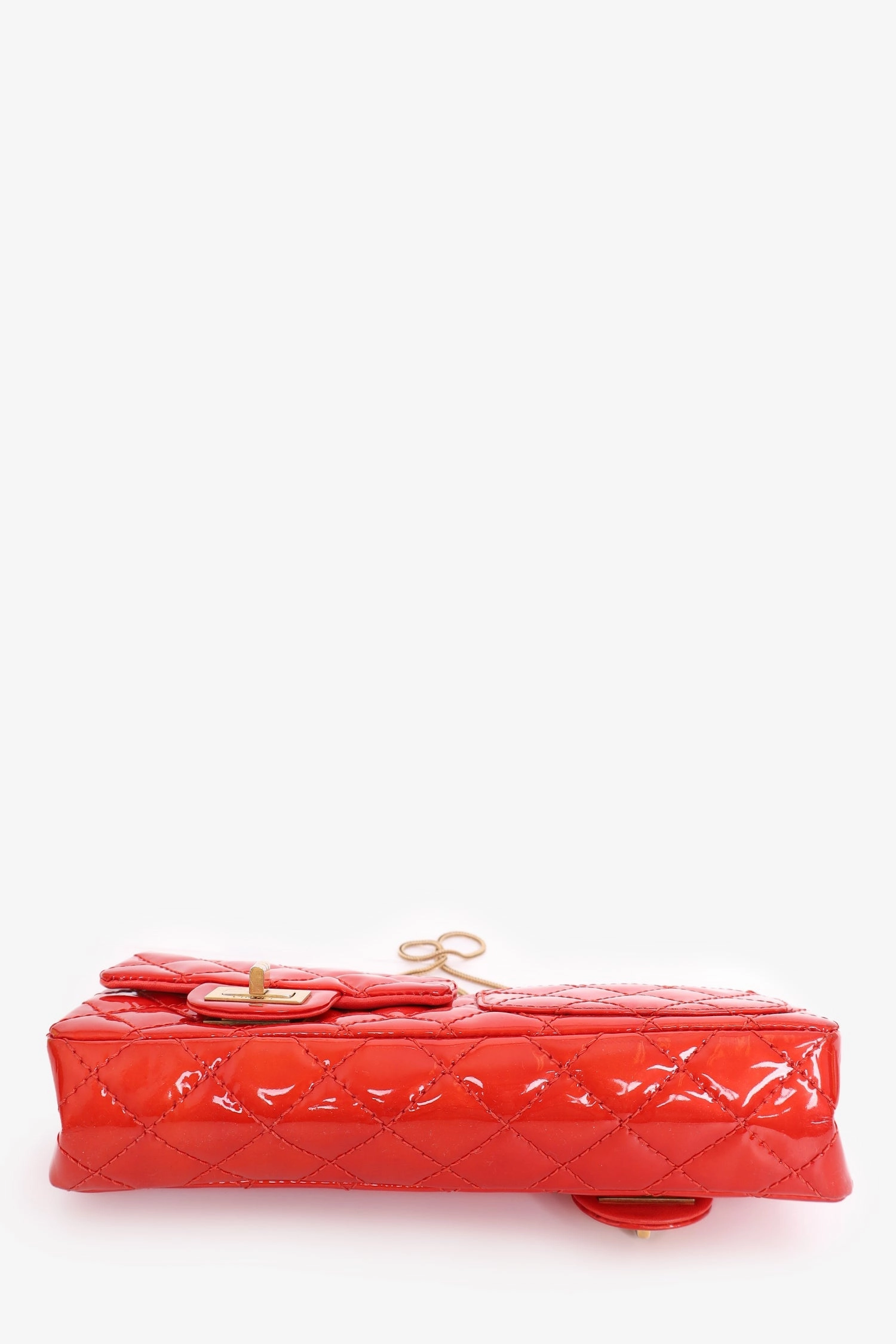 Pre-Loved Chanel 2008-09 Red Patent Leather Double Sided Reissue Baguette Bag