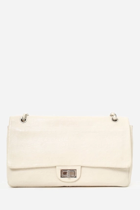 Pre-loved Chanel 2008-09 White Embossed CC Calfskin Unlimited Reissue 228 Flap Bag