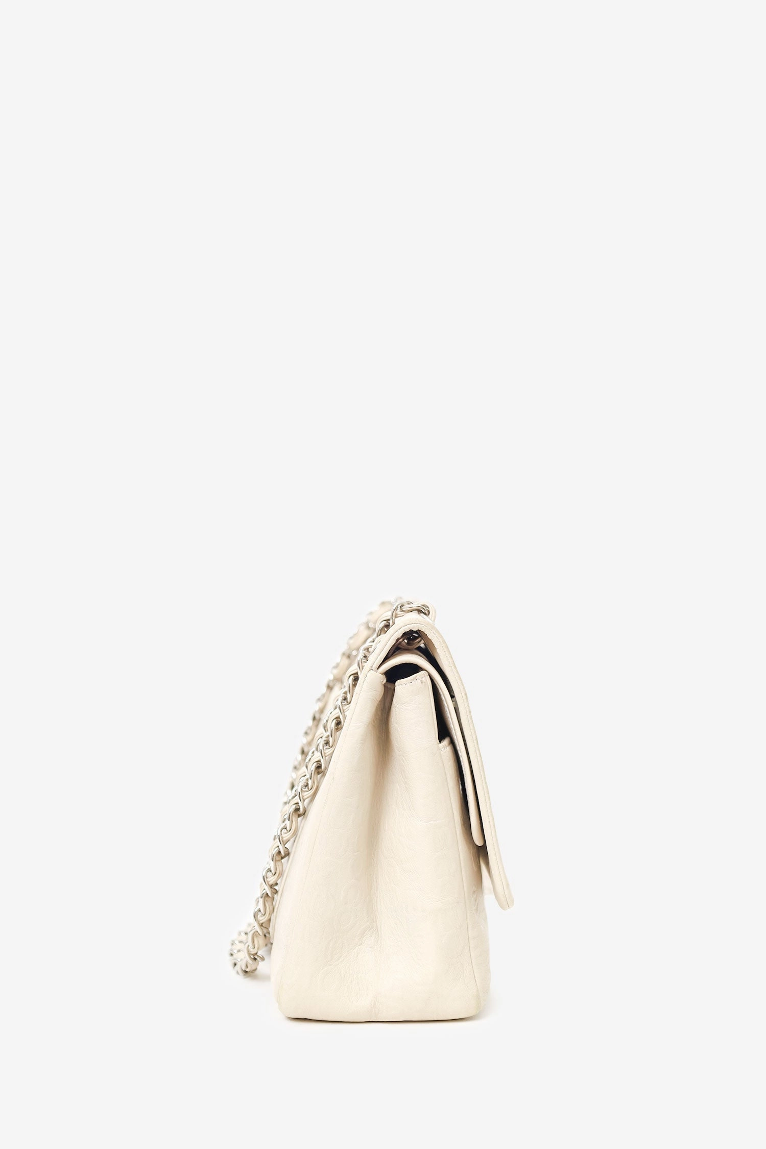 Pre-loved Chanel 2008-09 White Embossed CC Calfskin Unlimited Reissue 228 Flap Bag