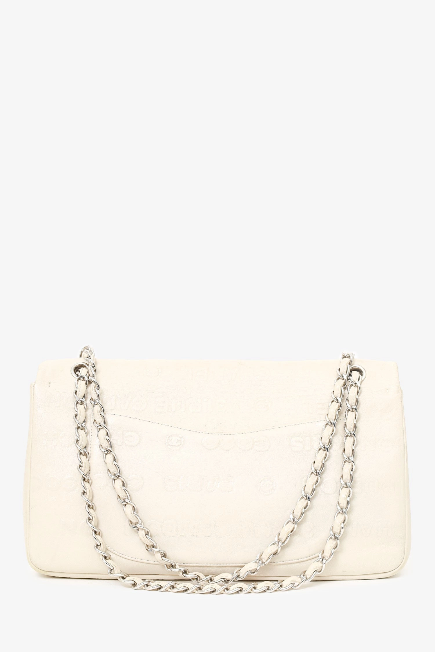Pre-loved Chanel 2008-09 White Embossed CC Calfskin Unlimited Reissue 228 Flap Bag