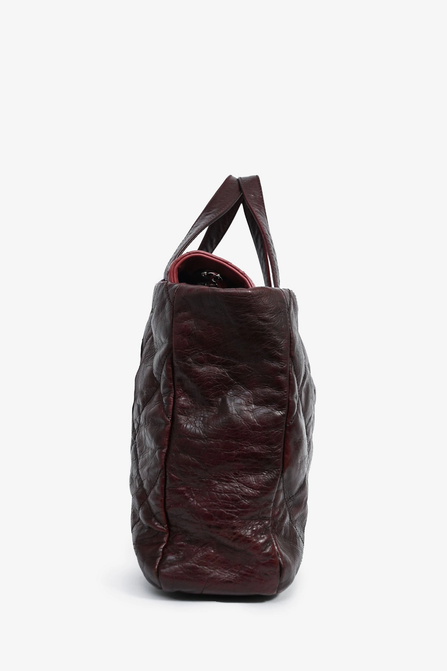 Pre-Loved Chanel 2009/10 Burgundy Leather Quilted CC 'Portobello' Tote Bag