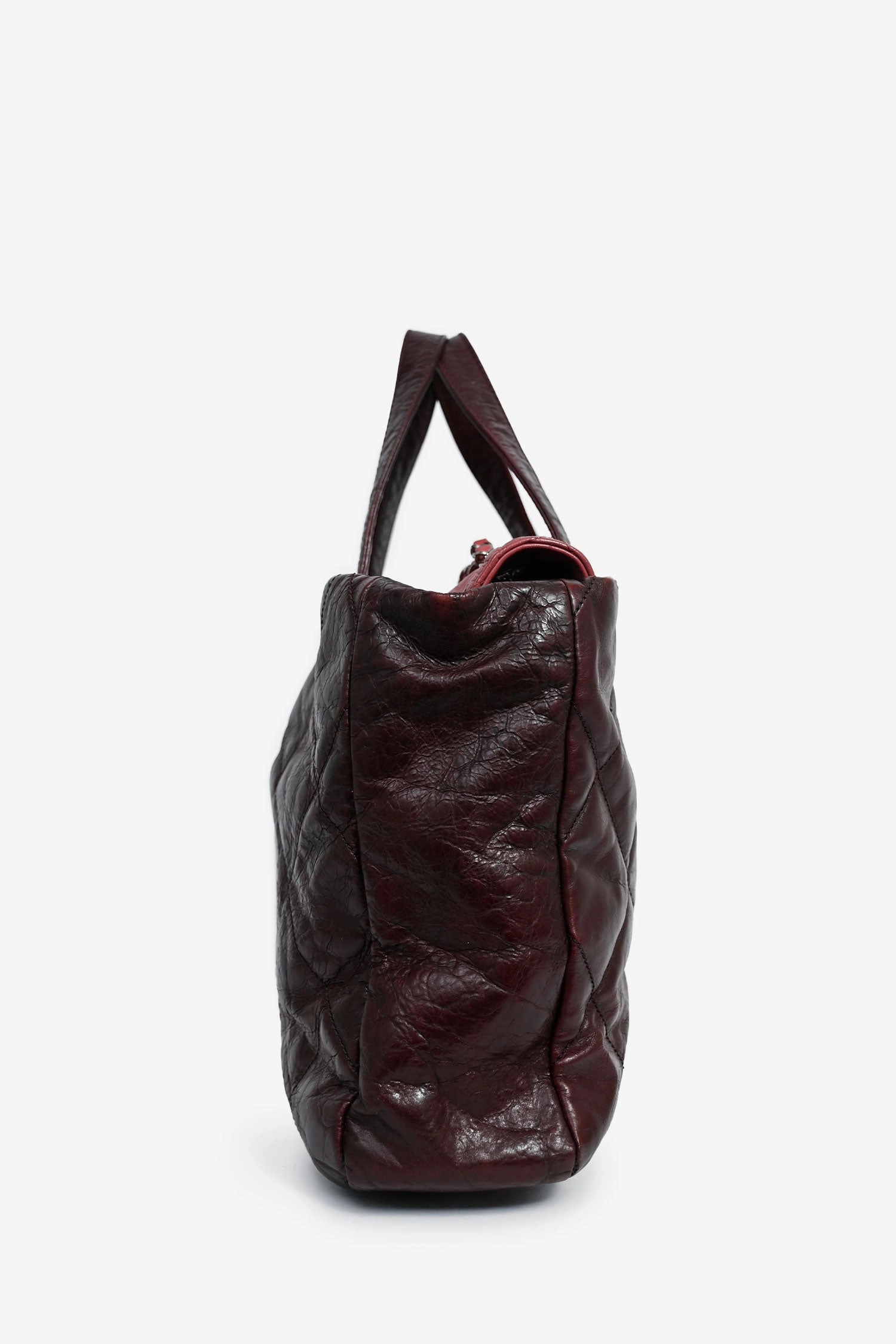 Pre-Loved Chanel 2009/10 Burgundy Leather Quilted CC 'Portobello' Tote Bag