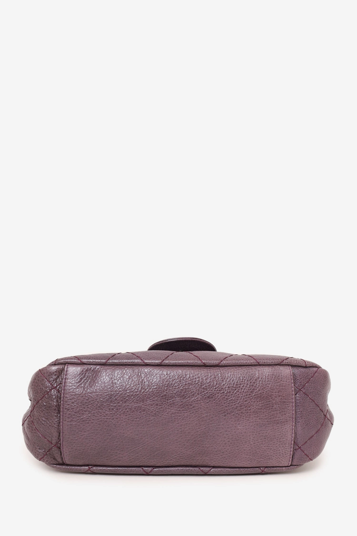 Pre-Loved Chanel 2009-10 Purple Glazed Calfskin Stitched On The Road Flap Bag