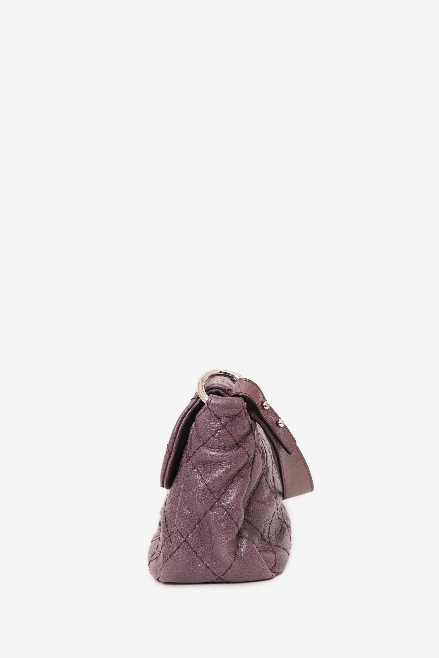 Pre-Loved Chanel 2009-10 Purple Glazed Calfskin Stitched On The Road Flap Bag