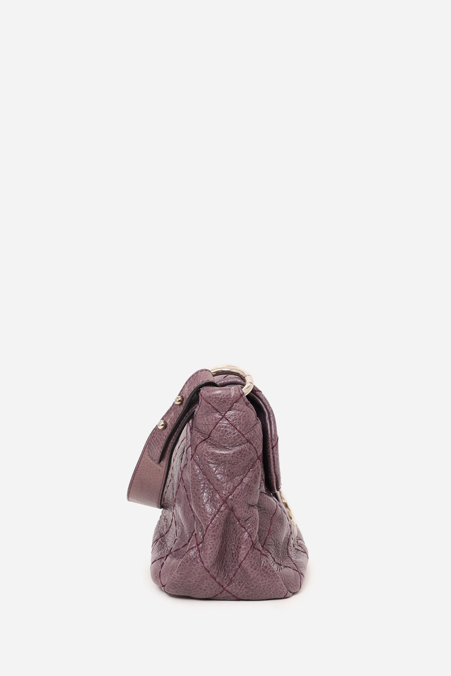 Pre-Loved Chanel 2009-10 Purple Glazed Calfskin Stitched On The Road Flap Bag