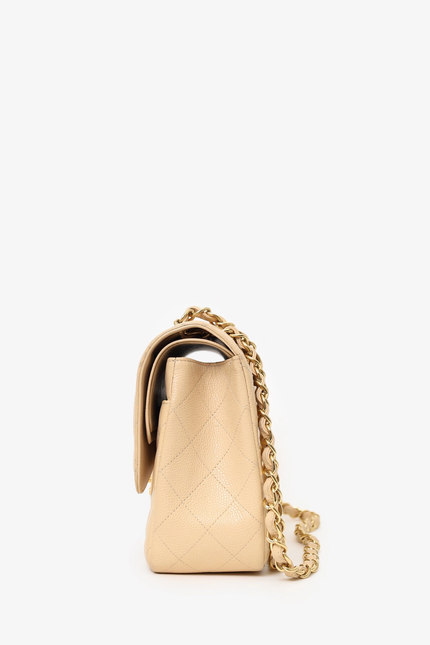 Pre-Loved Chanel 2010-11 Beige Caviar Leather Jumbo Classic Double Flap Bag