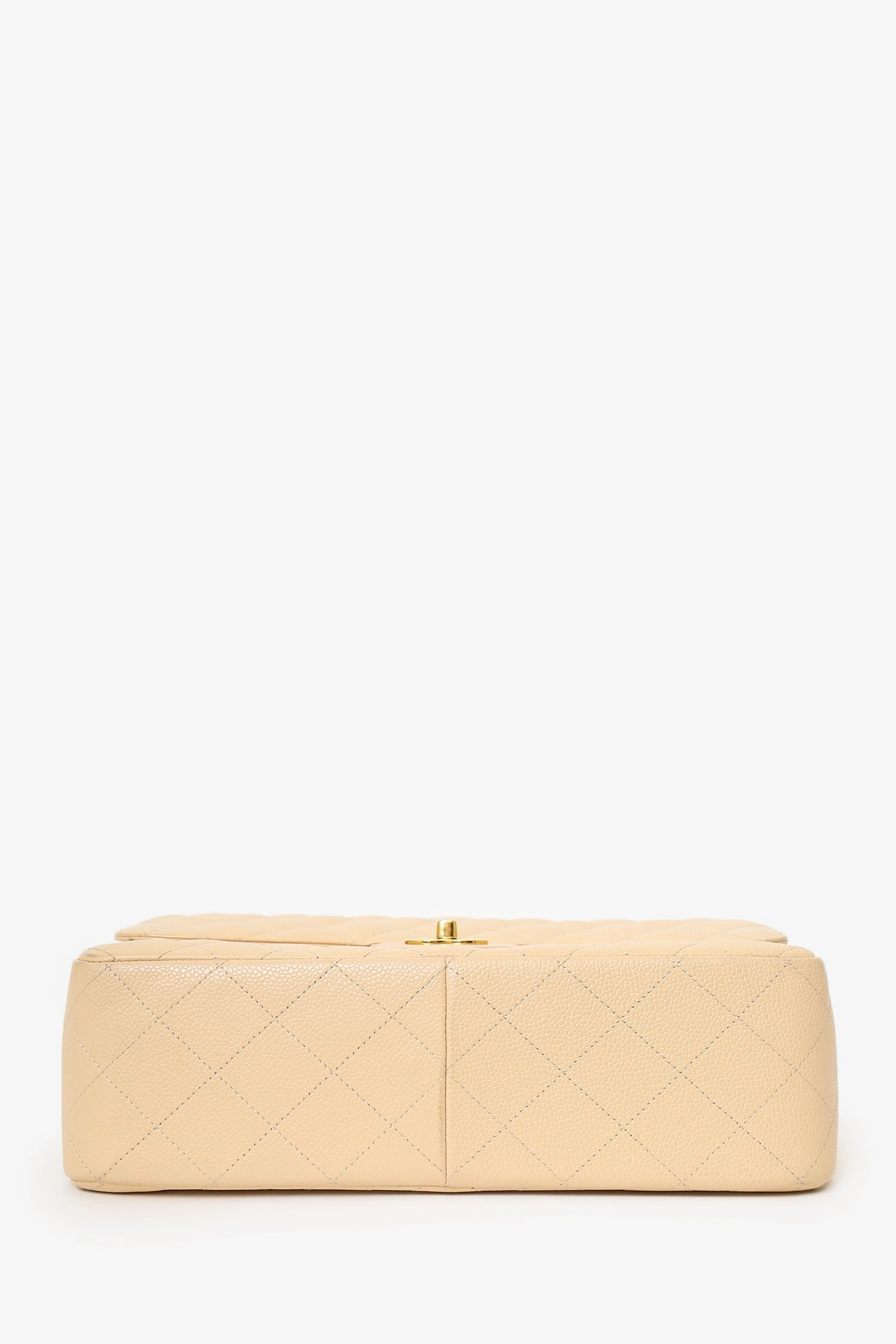 Pre-Loved Chanel 2010-11 Beige Caviar Leather Jumbo Classic Double Flap Bag