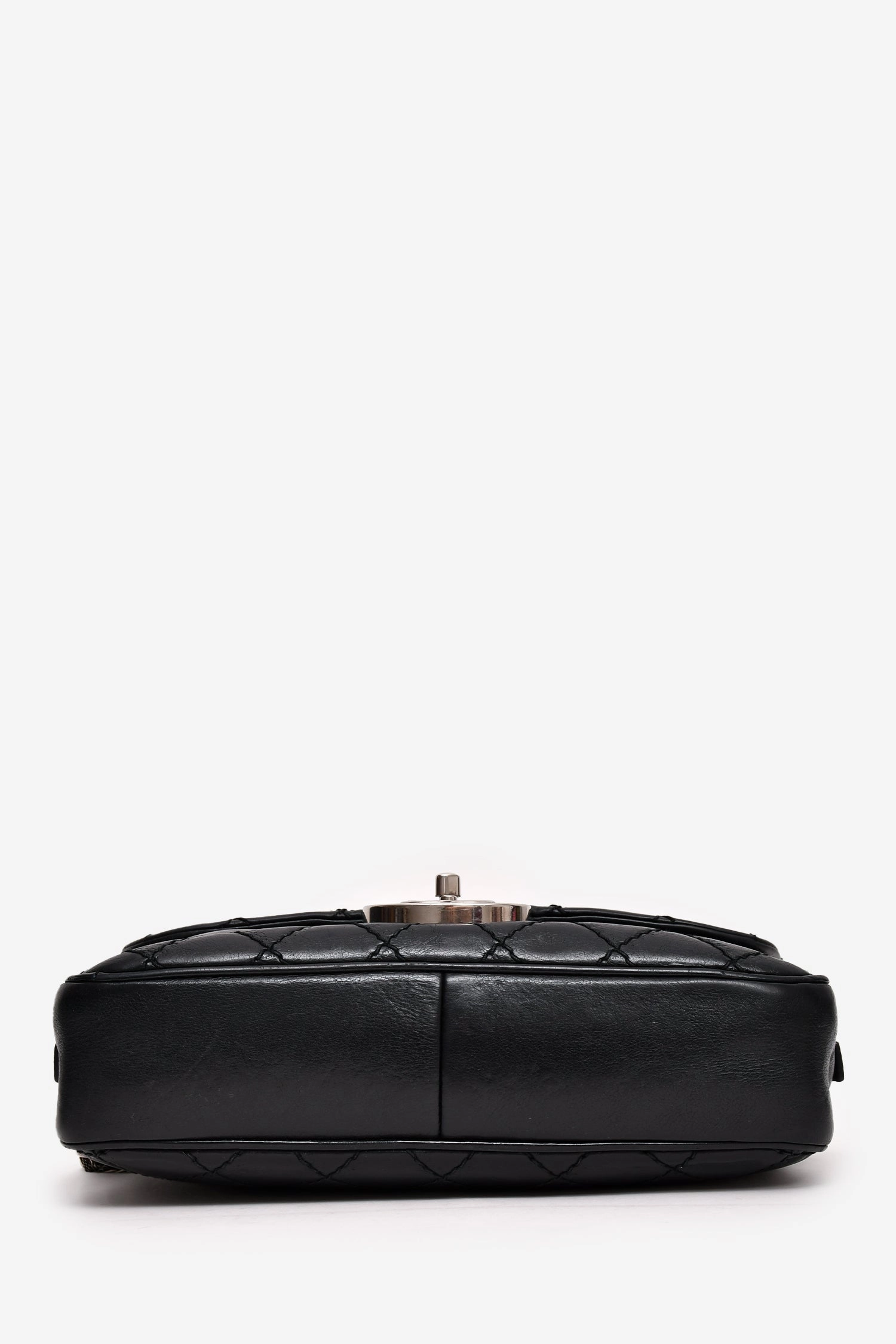 Pre-Loved Chanel 2013 Black Lambskin Paris-Edinburgh Coco Sporran Medium Flap Bag