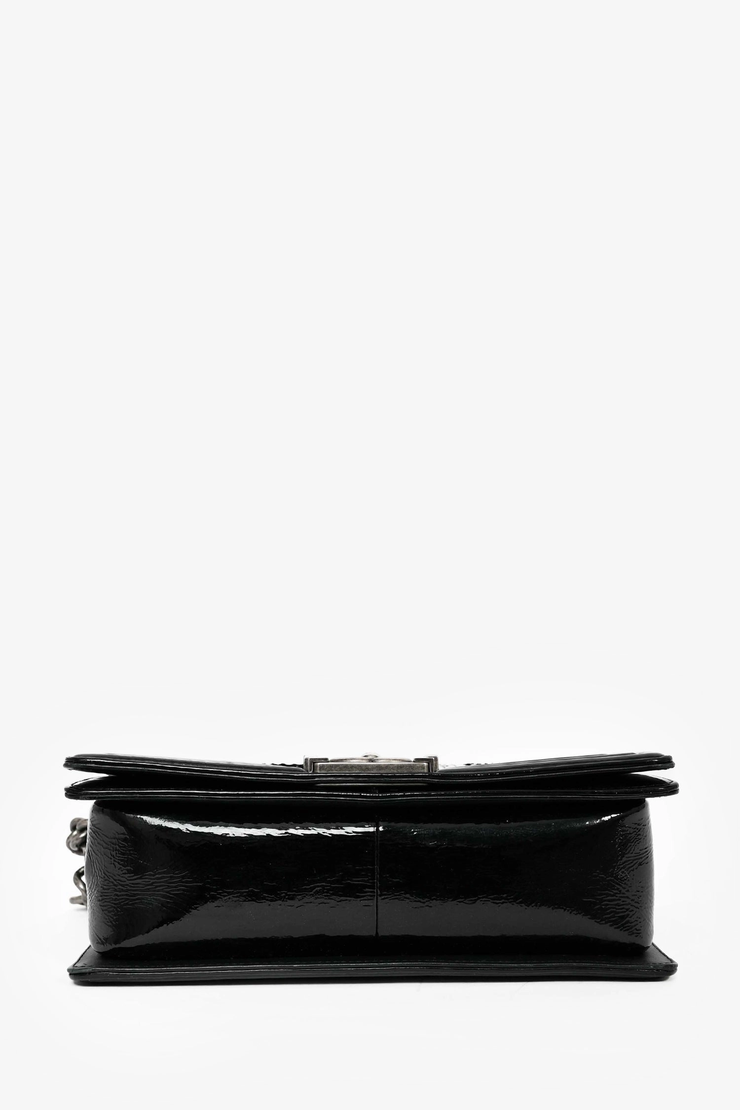 Pre-Loved Chanel 2014-15 Black/Grey Python Medium Boy Bag