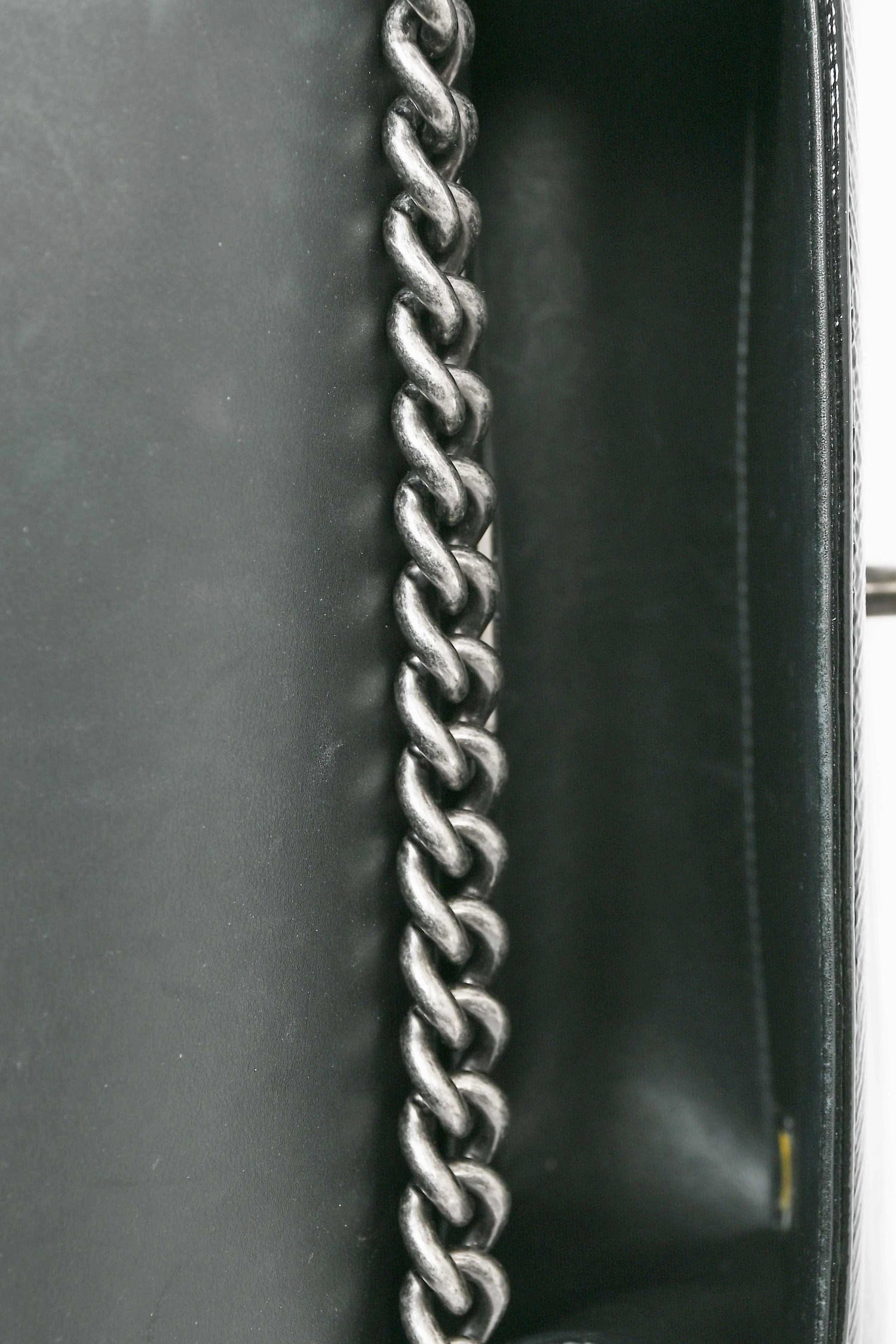 Pre-Loved Chanel 2014-15 Black/Grey Python Medium Boy Bag