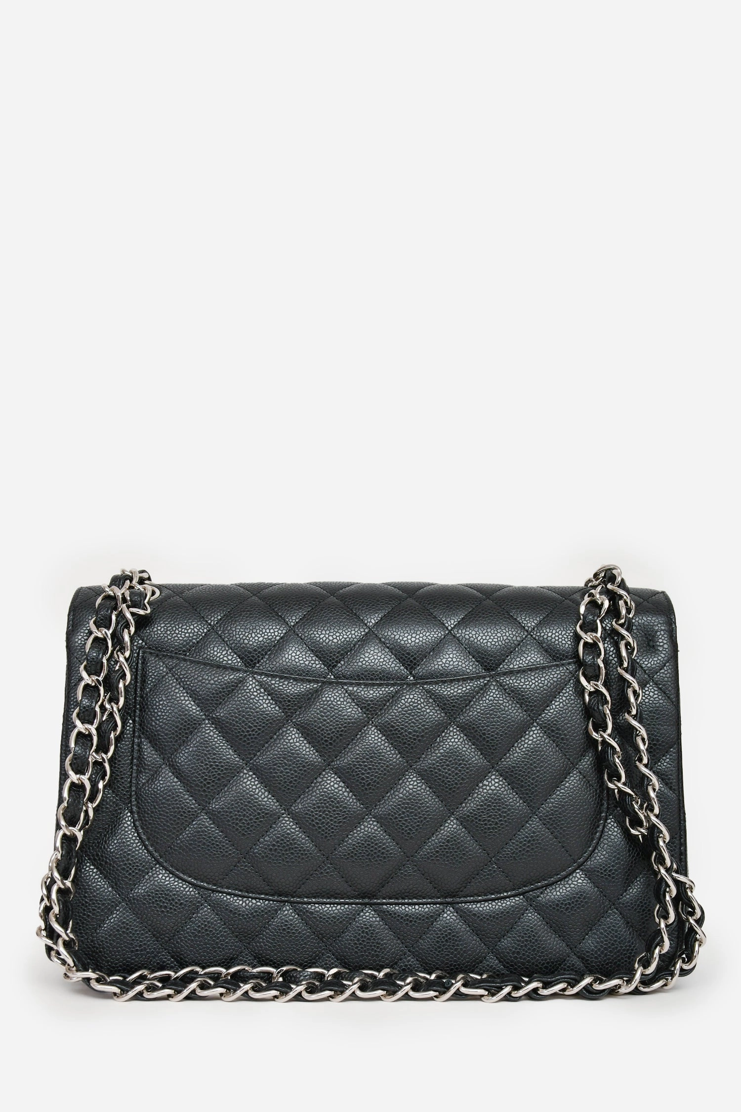 Pre-Loved Chanel 2014 Black Caviar Leather Jumbo Double Flap