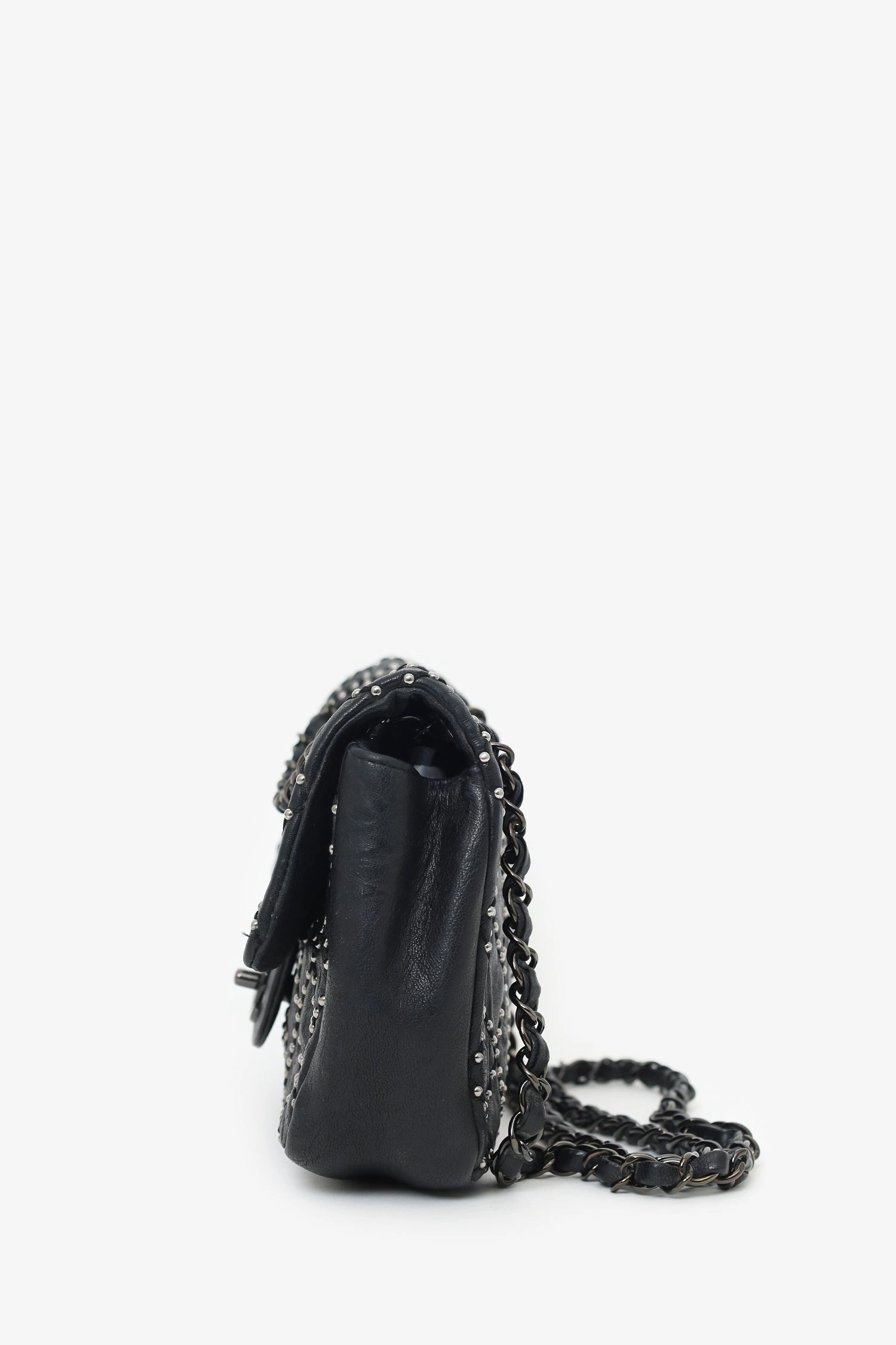 Pre-Loved Chanel 2014 Collection Black Studded Metal Beauty Flap Bag