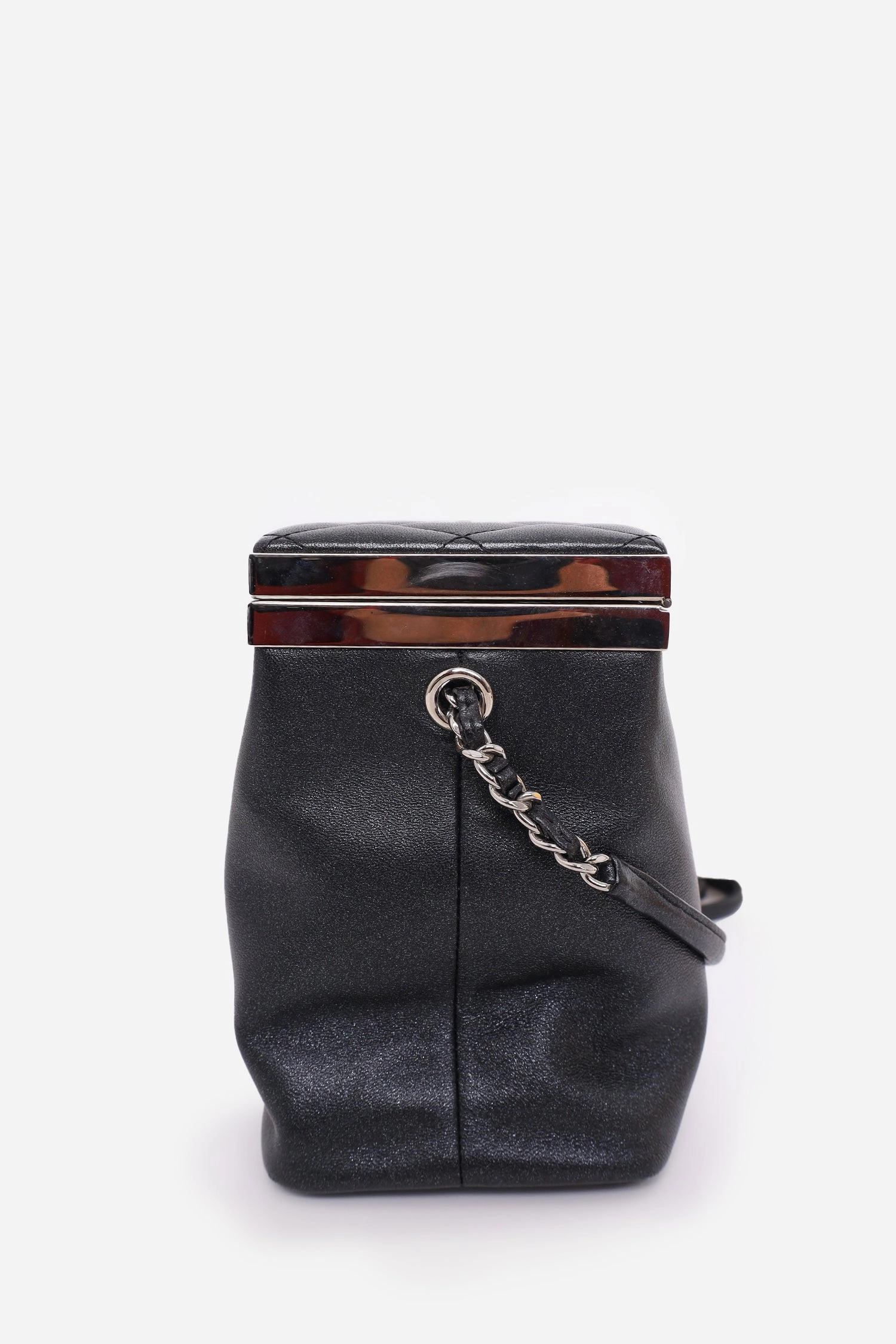 Pre-Loved Chanel 2016-17 Black Lambskin Quilted CC Vanity With Strap