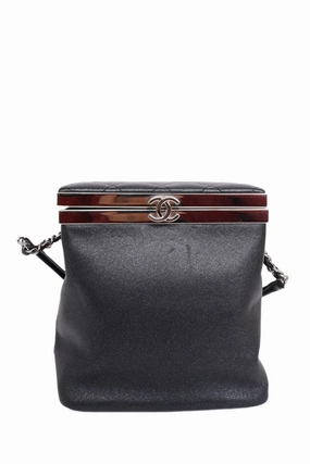 Pre-Loved Chanel 2016-17 Black Lambskin Quilted CC Vanity With Strap