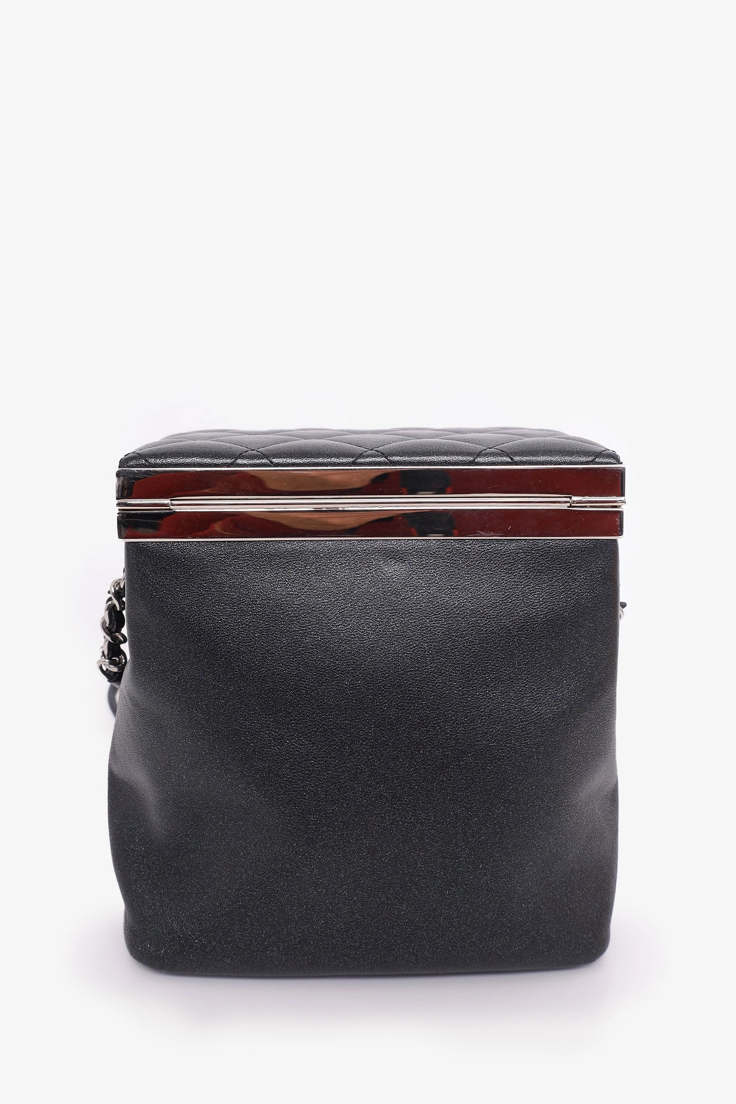 Pre-Loved Chanel 2016-17 Black Lambskin Quilted CC Vanity With Strap