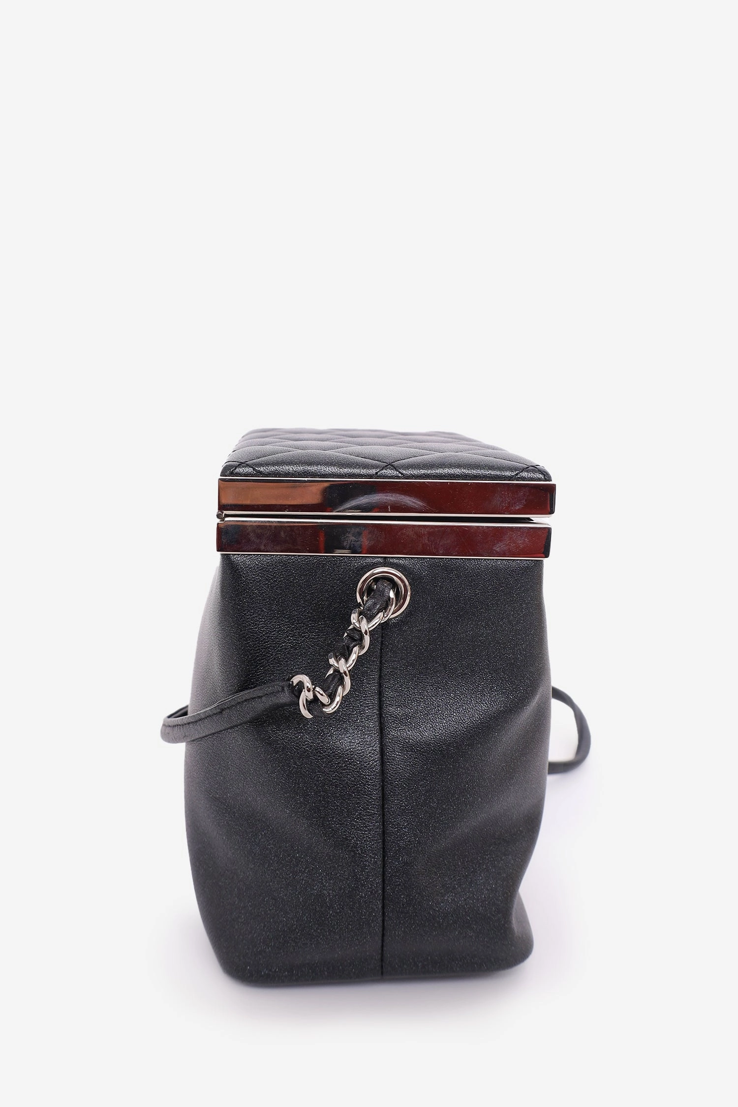 Pre-Loved Chanel 2016-17 Black Lambskin Quilted CC Vanity With Strap