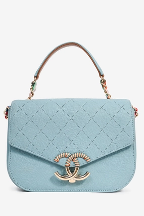 Pre-Loved Chanel 2016-17 Paris-Cuba Blue Caviar Leather Thread Around Flap Bag