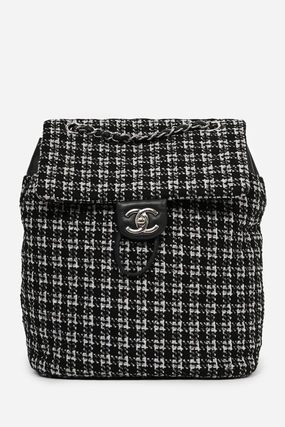 Pre-Loved Chanel 2016 Black/Silver Tweed 'Urban Spirit' Backpack