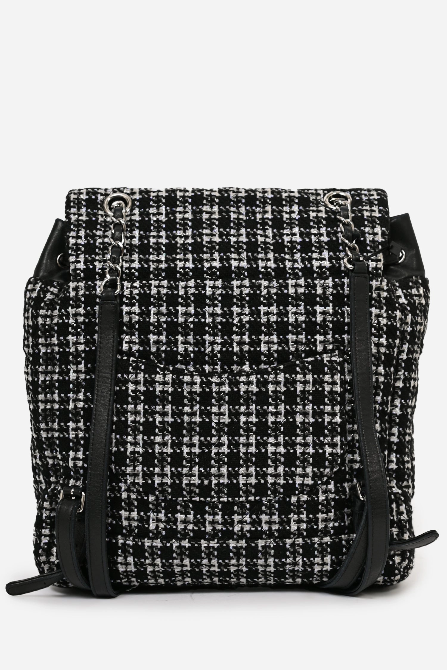 Pre-Loved Chanel 2016 Black/Silver Tweed 'Urban Spirit' Backpack