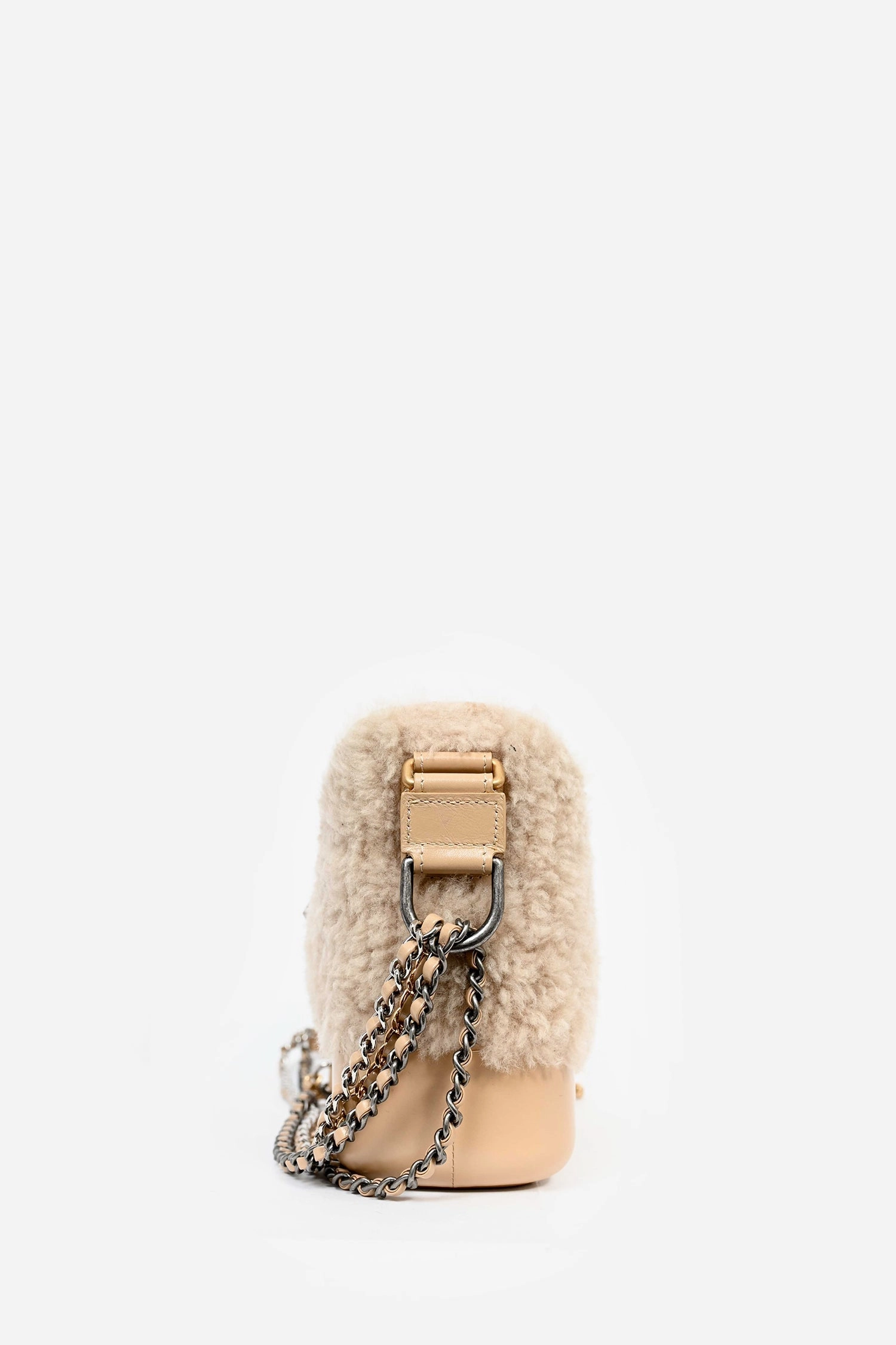 Pre-Loved Chanel 2017-18 Beige Shearling/Leather Small Gabrielle Crossbody