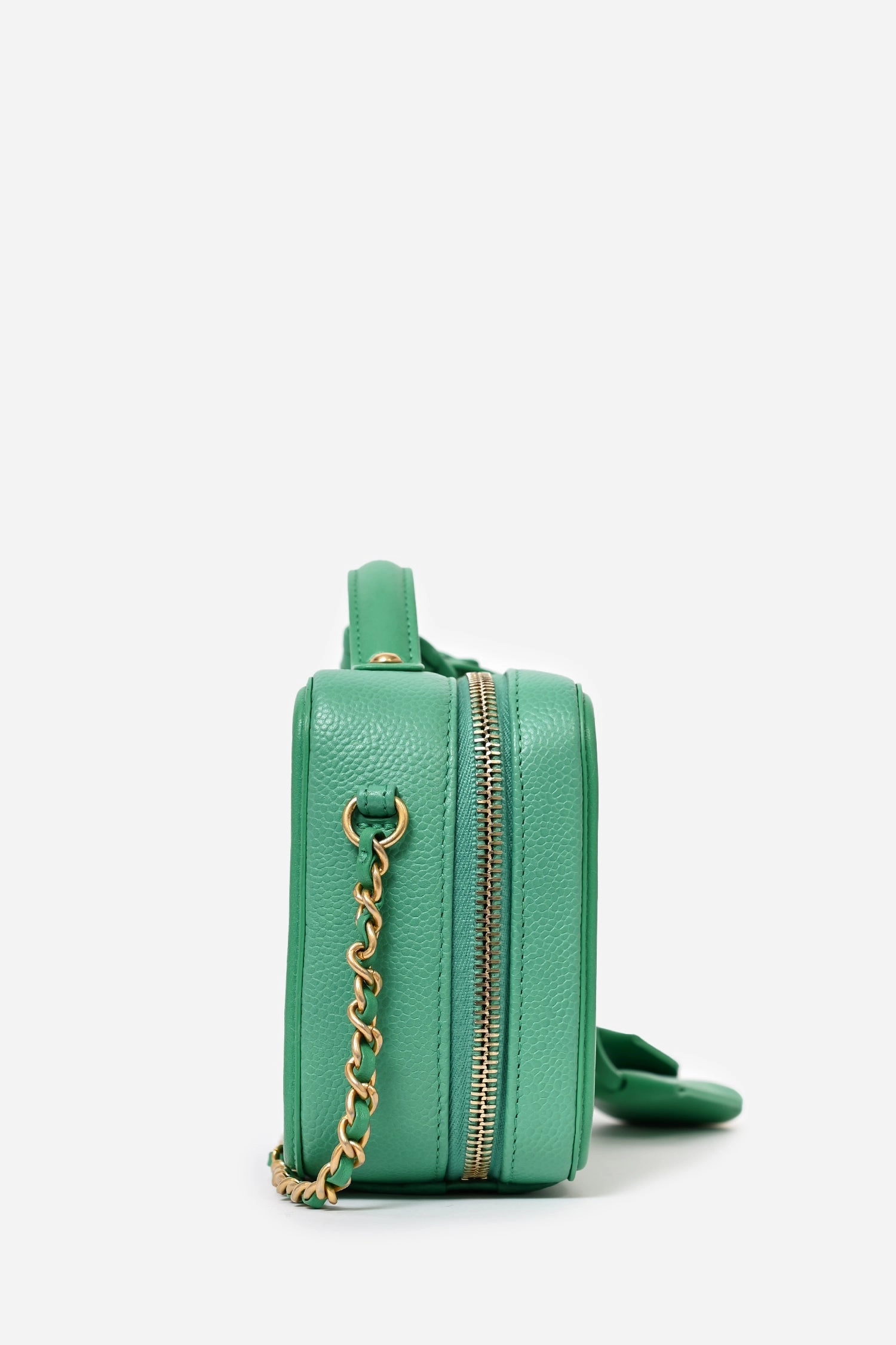 Pre-Loved Chanel 2017/18 Green Caviar Leather Small Filigree Vanity Case
