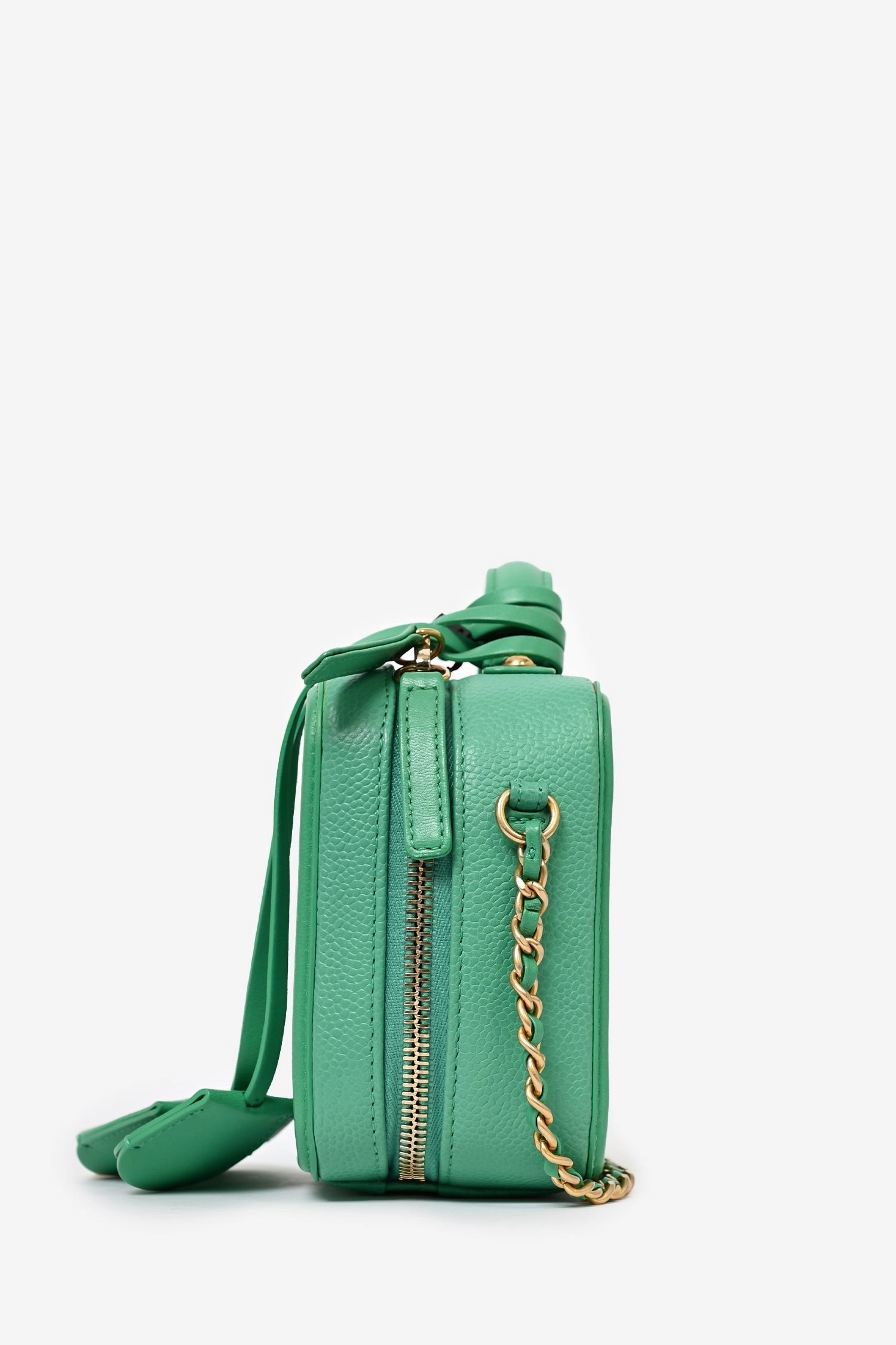 Pre-Loved Chanel 2017/18 Green Caviar Leather Small Filigree Vanity Case