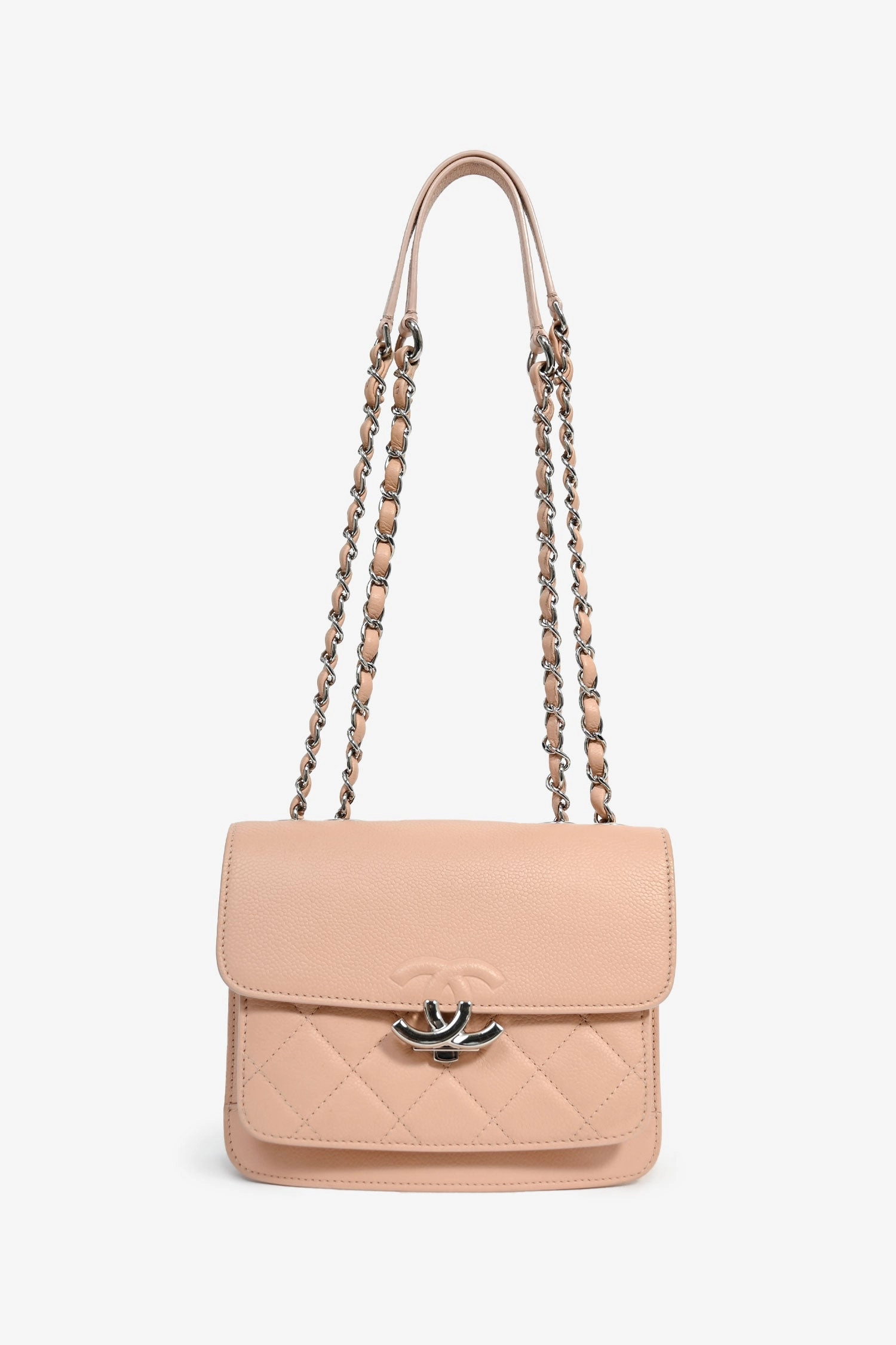 Pre-Loved Chanel 2017 Beige Caviar Leather Mini Box Flap Bag