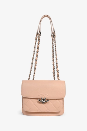 Pre-Loved Chanel 2017 Beige Caviar Leather Mini Box Flap Bag