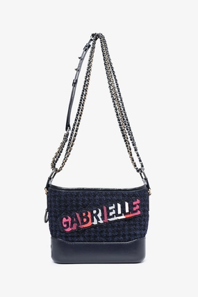 Pre-Loved Chanel 2017 Black Leather/Navy Tweed Small Gabrielle Shoulder Bag (As Is)