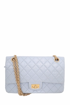 Pre-Loved Chanel 2018-2019 Blue Quilted Leather Reissue 225 Double Flap Bag
