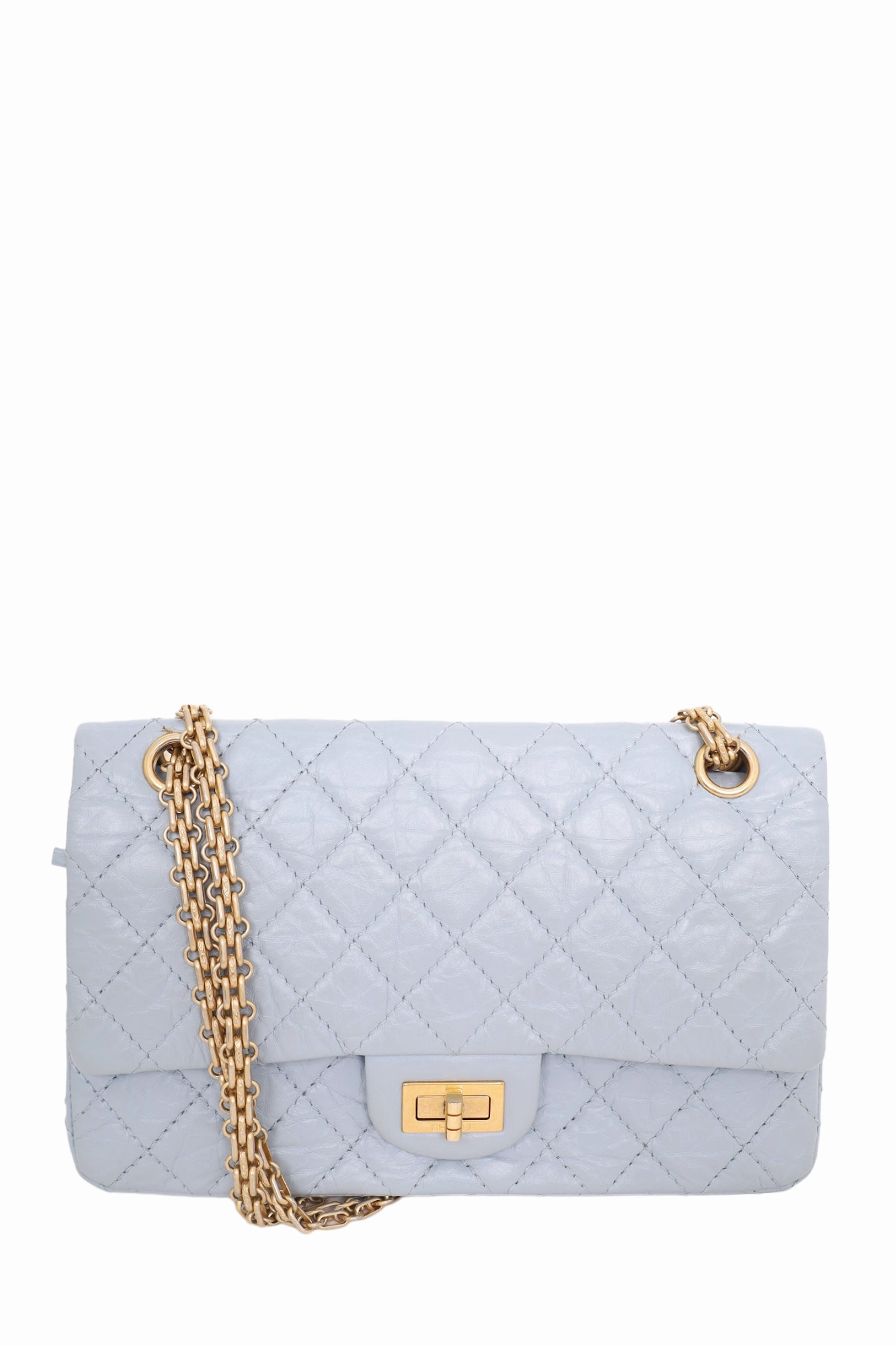 Pre-Loved Chanel 2018-2019 Blue Quilted Leather Reissue 225 Double Flap Bag