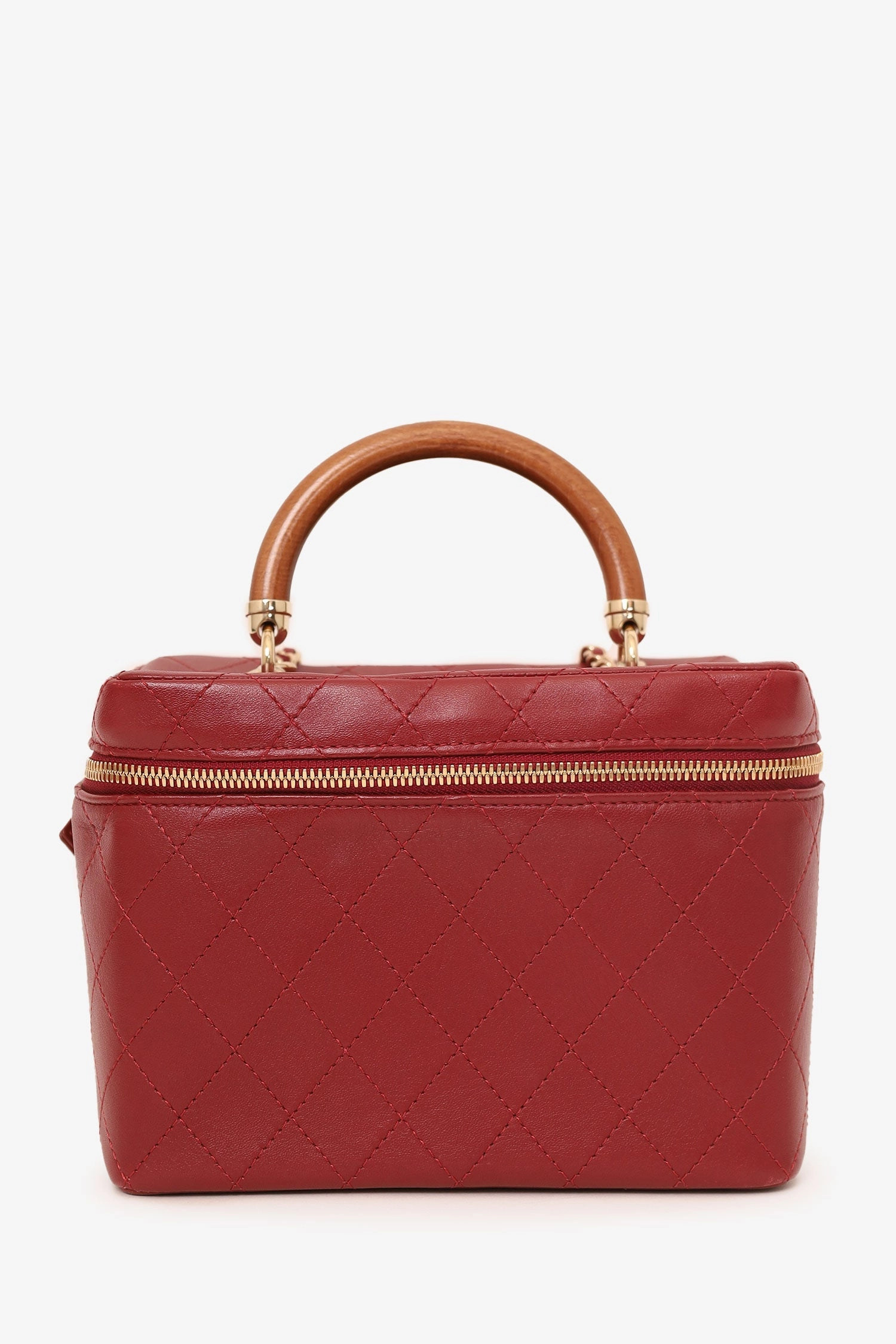 Pre-Loved Chanel 2018 Red Lambskin Knock On Wood Vanity Case