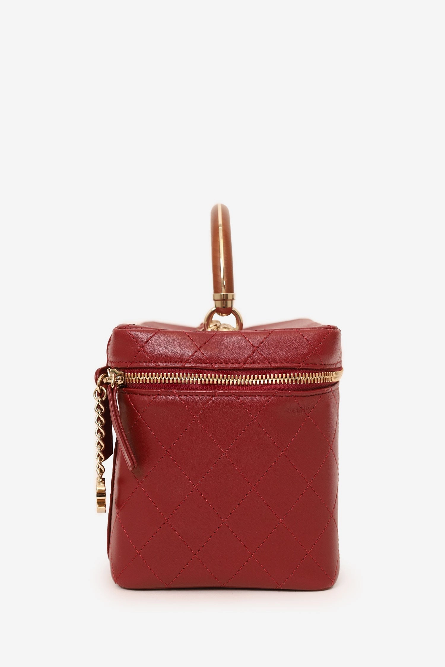 Pre-Loved Chanel 2018 Red Lambskin Knock On Wood Vanity Case