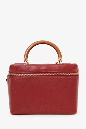 Pre-Loved Chanel 2018 Red Lambskin Knock On Wood Vanity Case