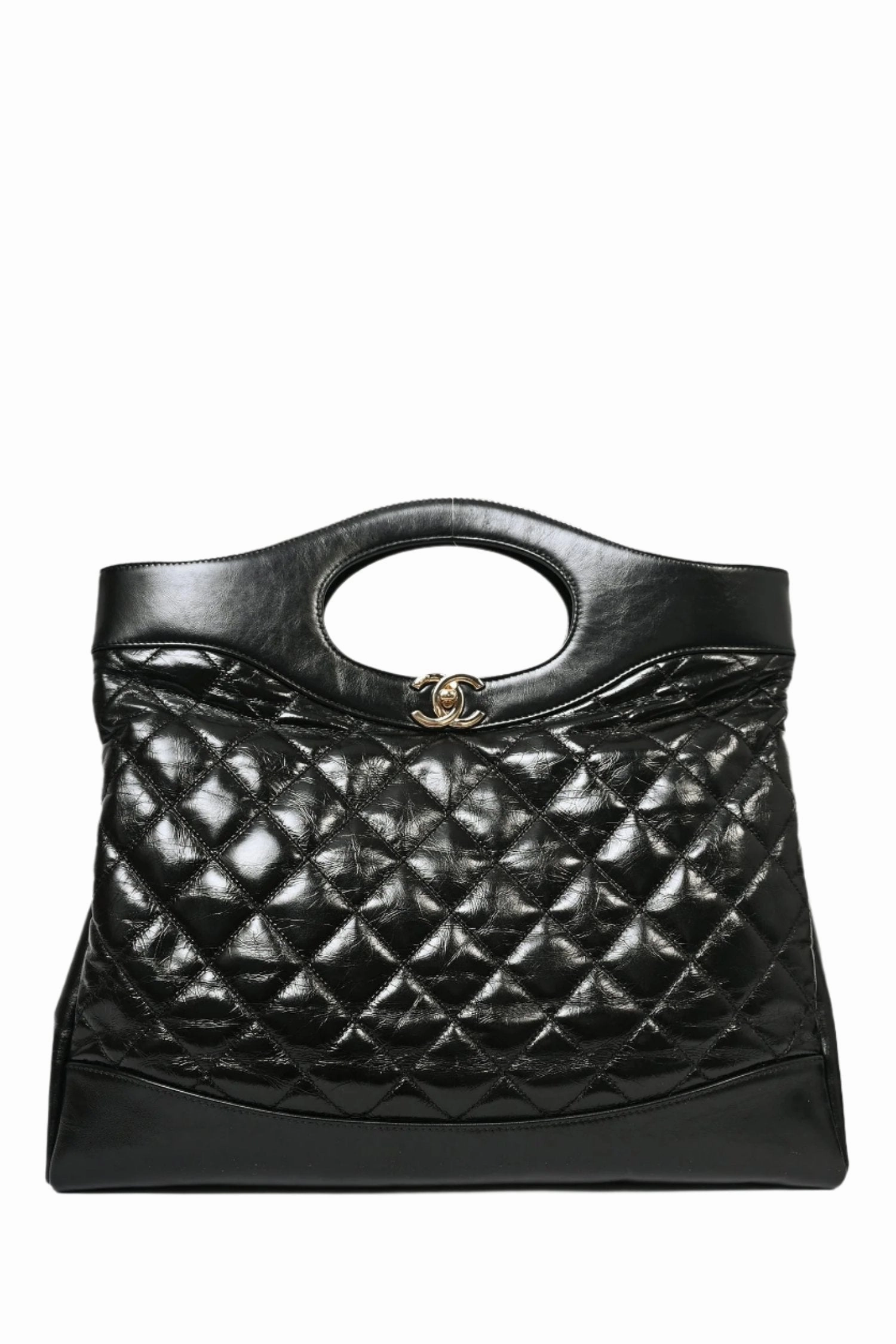 Pre-Loved Chanel 2019/20 Black Leather Quilted 31 Shopping Bag with Strap