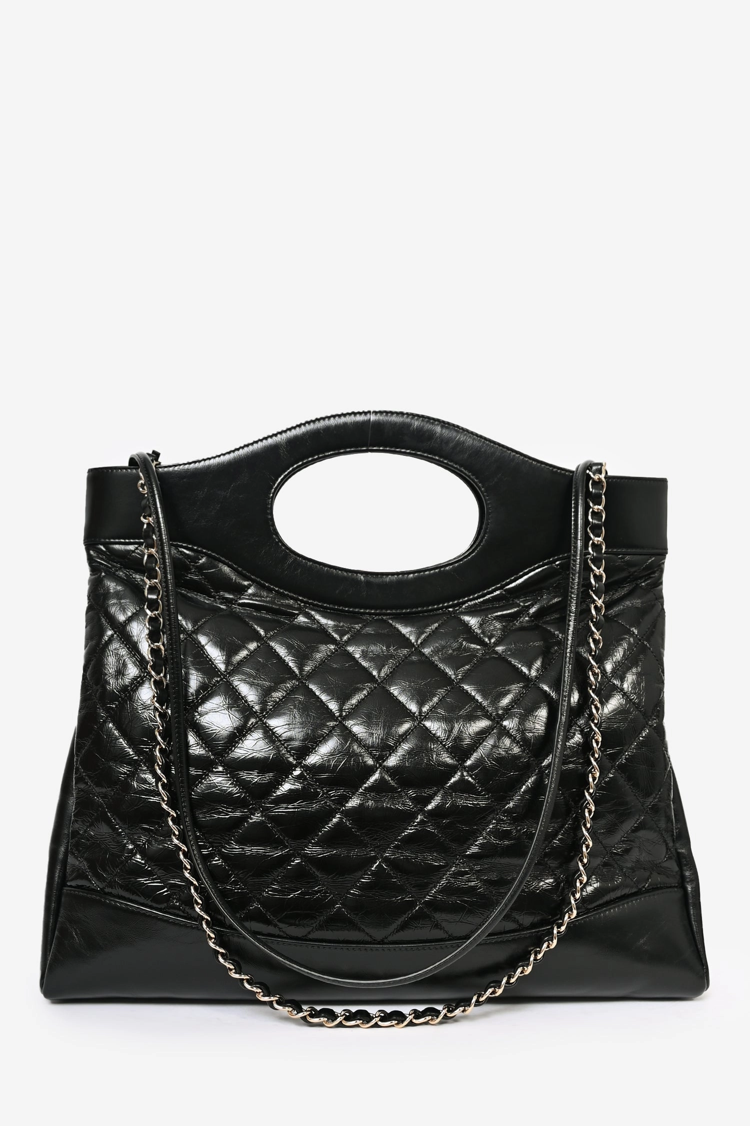 Pre-Loved Chanel 2019/20 Black Leather Quilted 31 Shopping Bag with Strap