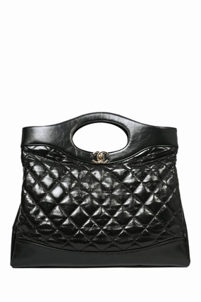 Pre-Loved Chanel 2019/20 Black Leather Quilted 31 Shopping Bag with Strap