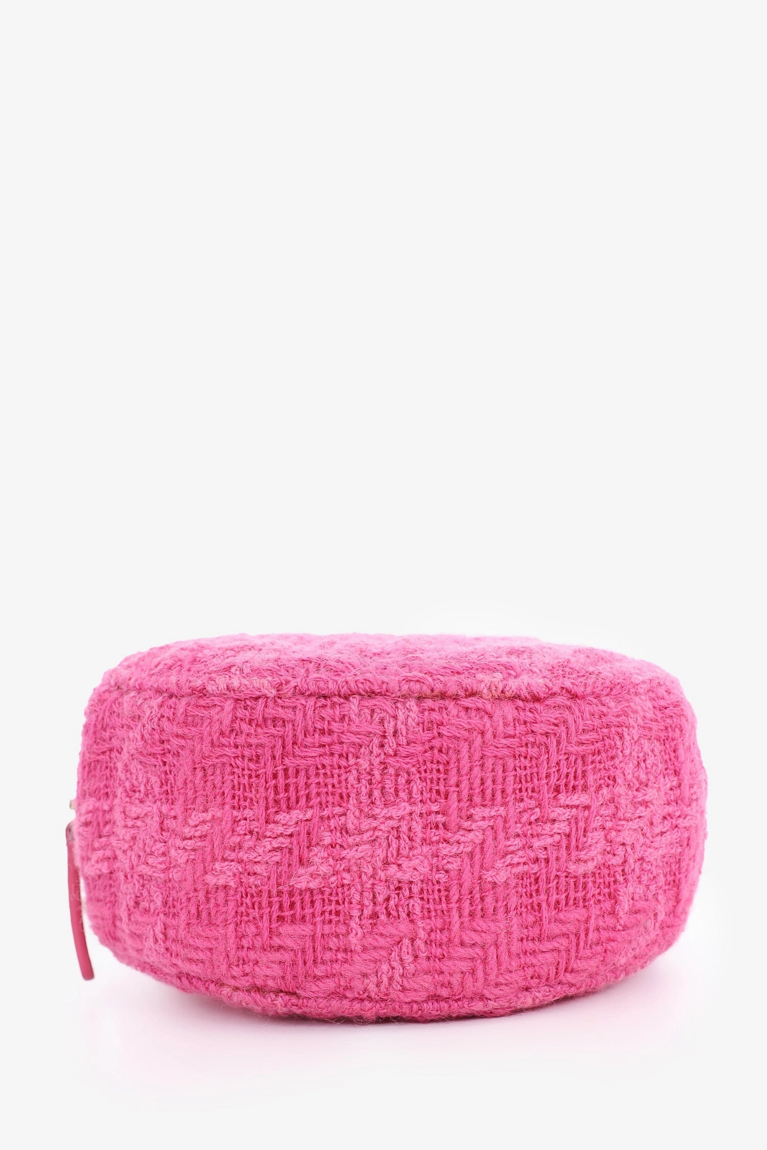 Pre-Loved Chanel 2019-20 Fuchsia Tweed 19 Round Clutch with Coin Purse